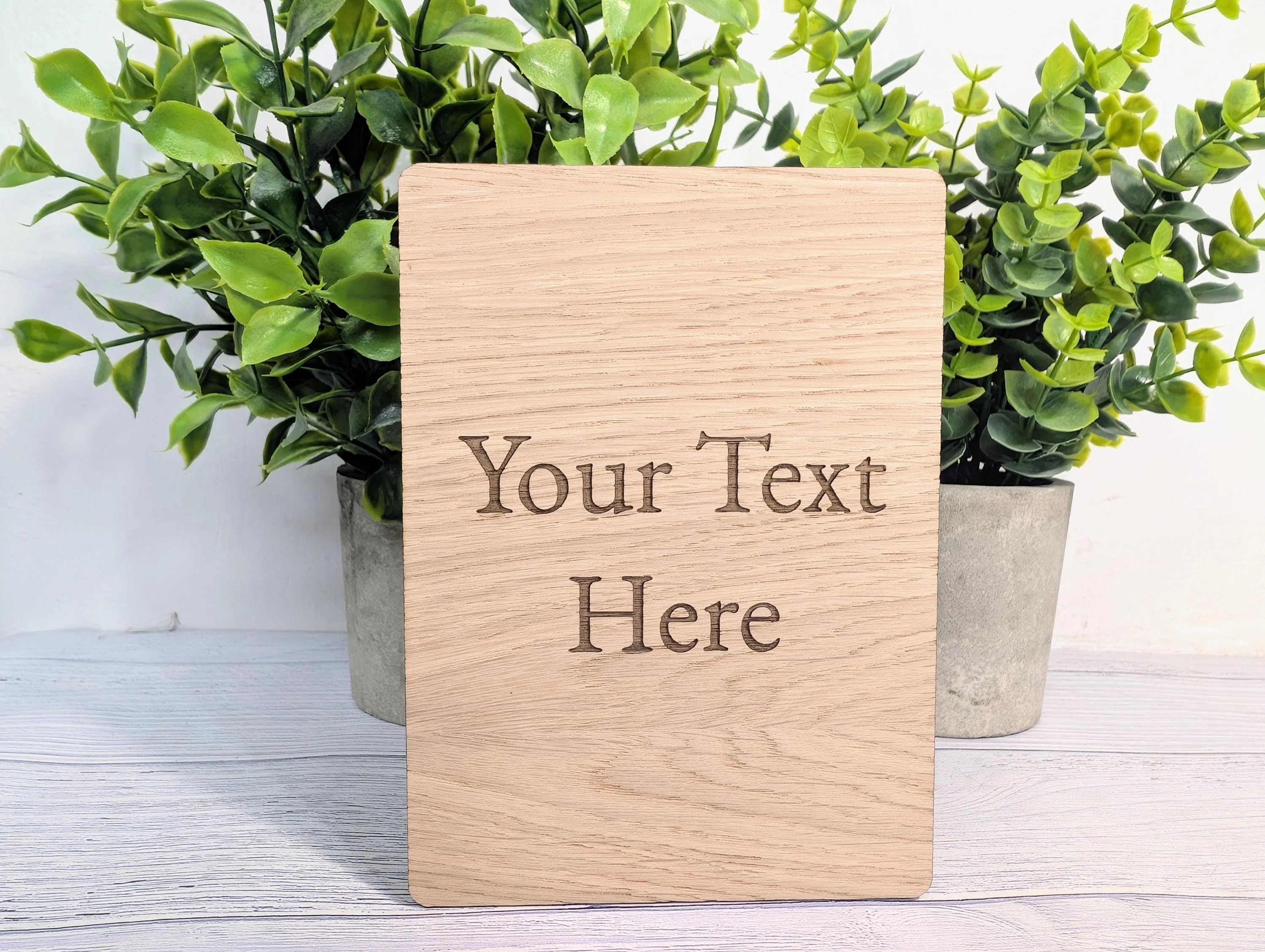 Personalised Oak Sign – Custom Text Portrait Plaque – Wooden Business or Home Sign – Freestanding or Stick-On Display - Image 2
