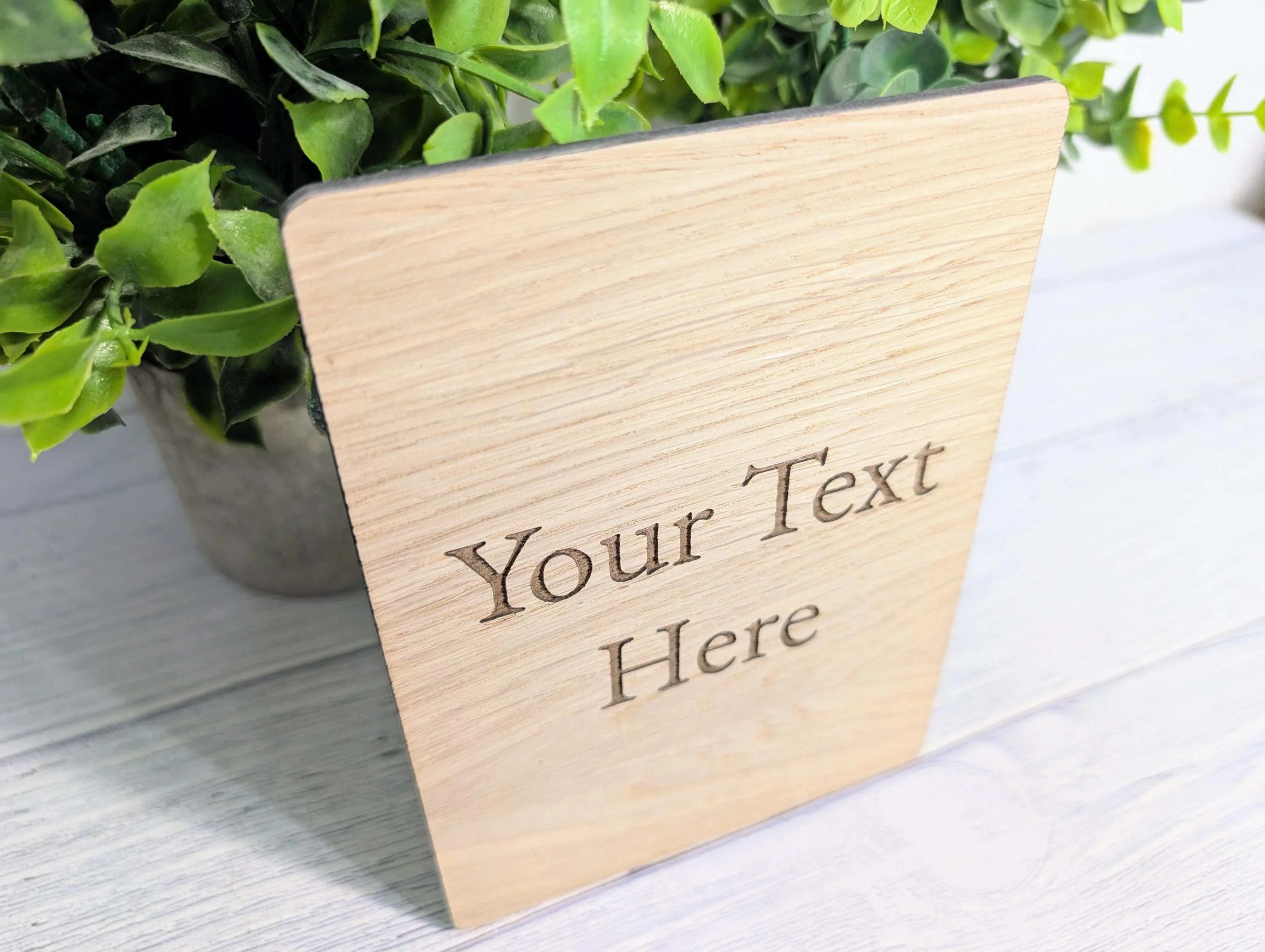 Personalised Oak Sign – Custom Text Portrait Plaque – Wooden Business or Home Sign – Freestanding or Stick-On Display - Image 3