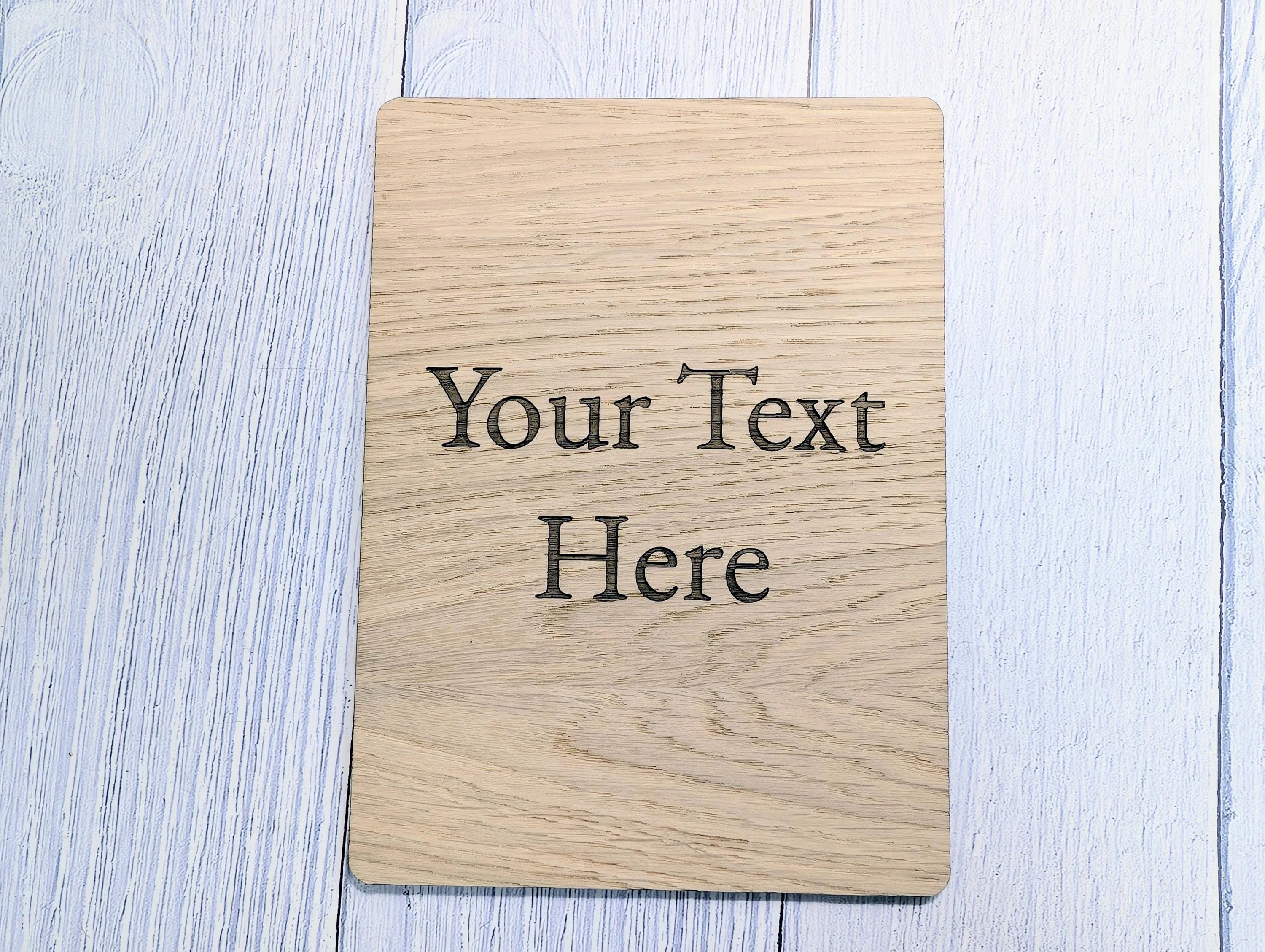 Personalised Oak Sign – Custom Text Portrait Plaque – Wooden Business or Home Sign – Freestanding or Stick-On Display - Image 4
