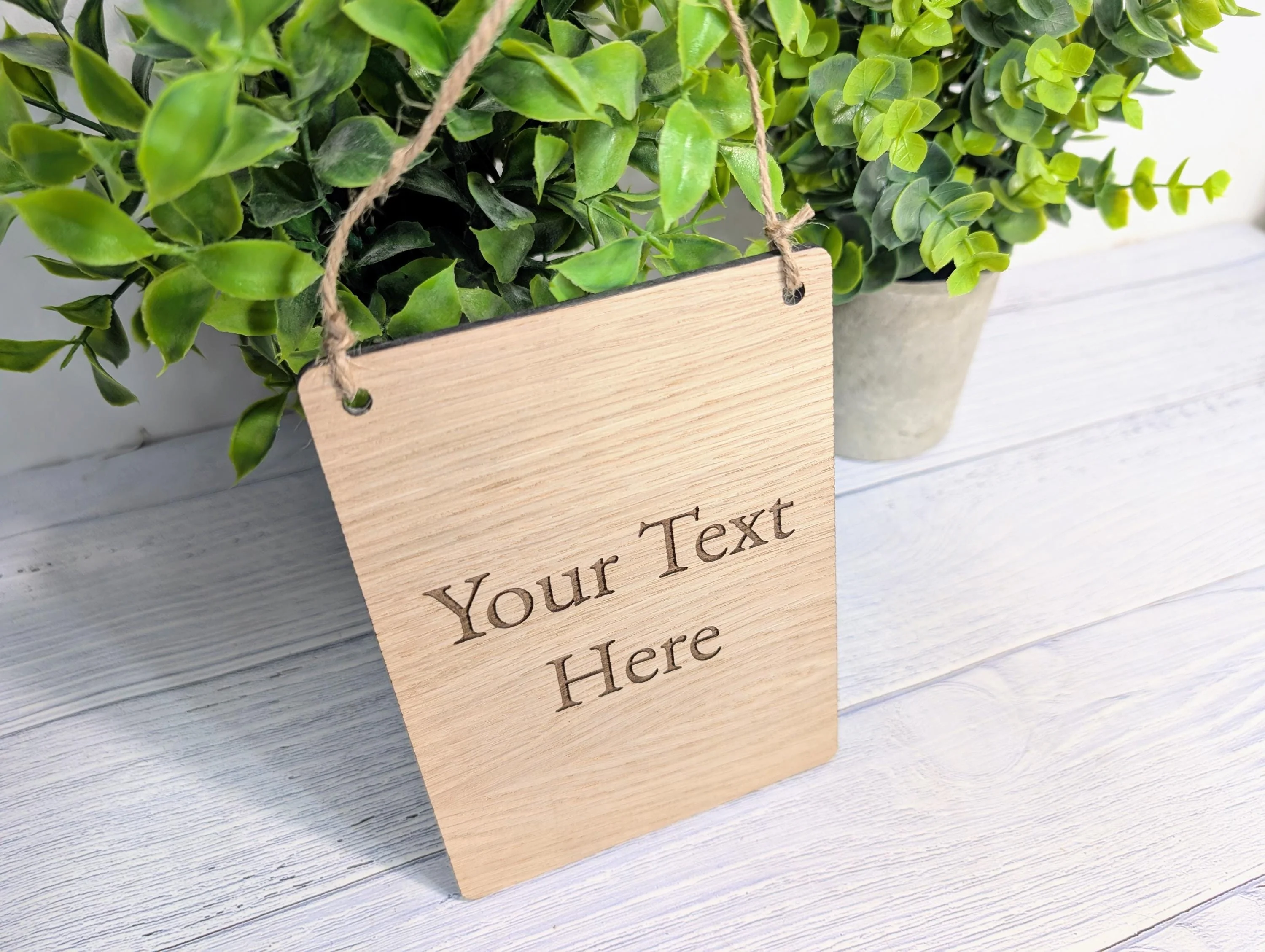 Personalised Oak Sign – Custom Text Portrait Plaque – Wooden Business or Home Sign – Natural Jute String, Hanging Door Sign, Wall Signage - Image 3
