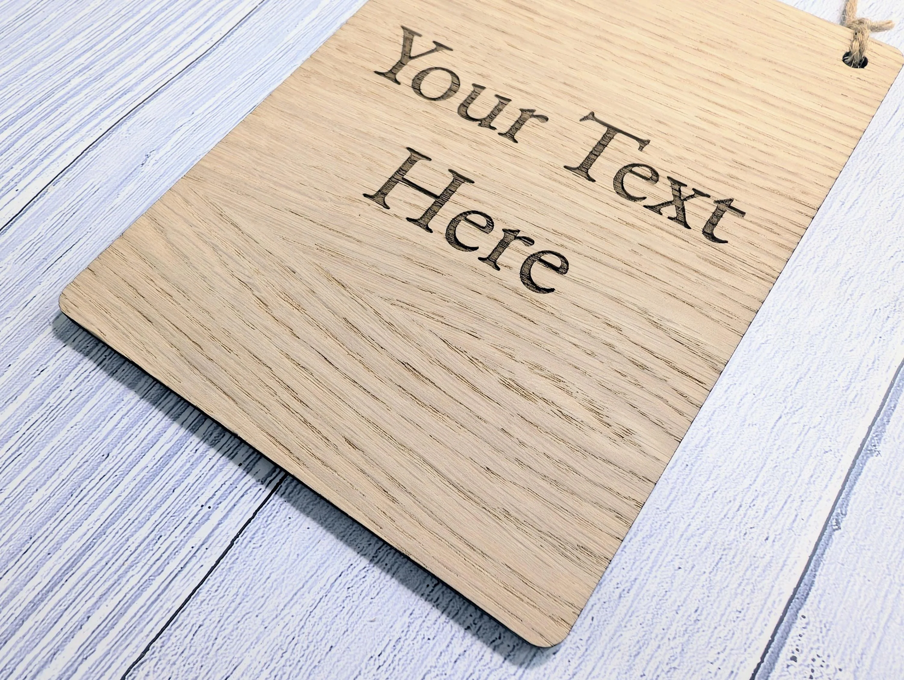 Personalised Oak Sign – Custom Text Portrait Plaque – Wooden Business or Home Sign – Natural Jute String, Hanging Door Sign, Wall Signage - Image 7
