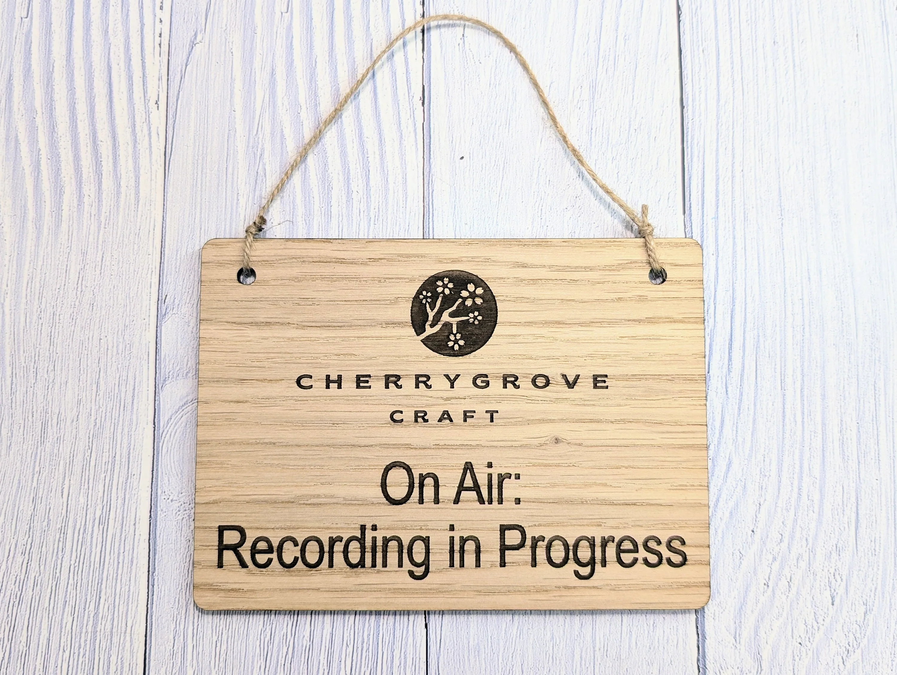 Personalised "On Air: Recording in Progress" Hanging Sign - 4 Sizes, Add Your Text or Logo, Wooden Hanging Sign, Door Sign, Podcaster - Image 2