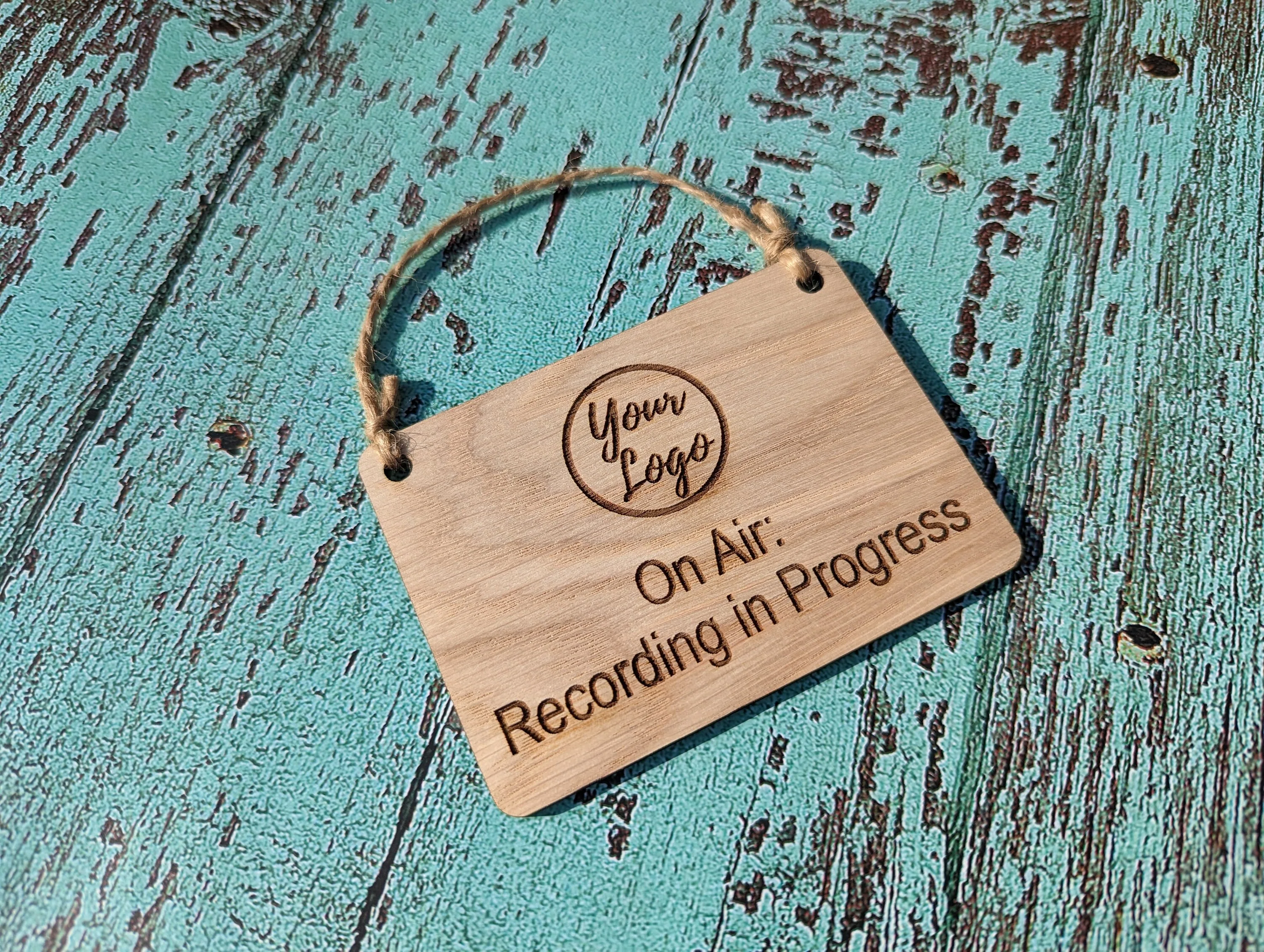 Personalised "On Air: Recording in Progress" Hanging Sign - 4 Sizes, Add Your Text or Logo, Wooden Hanging Sign, Door Sign, Podcaster - Image 5