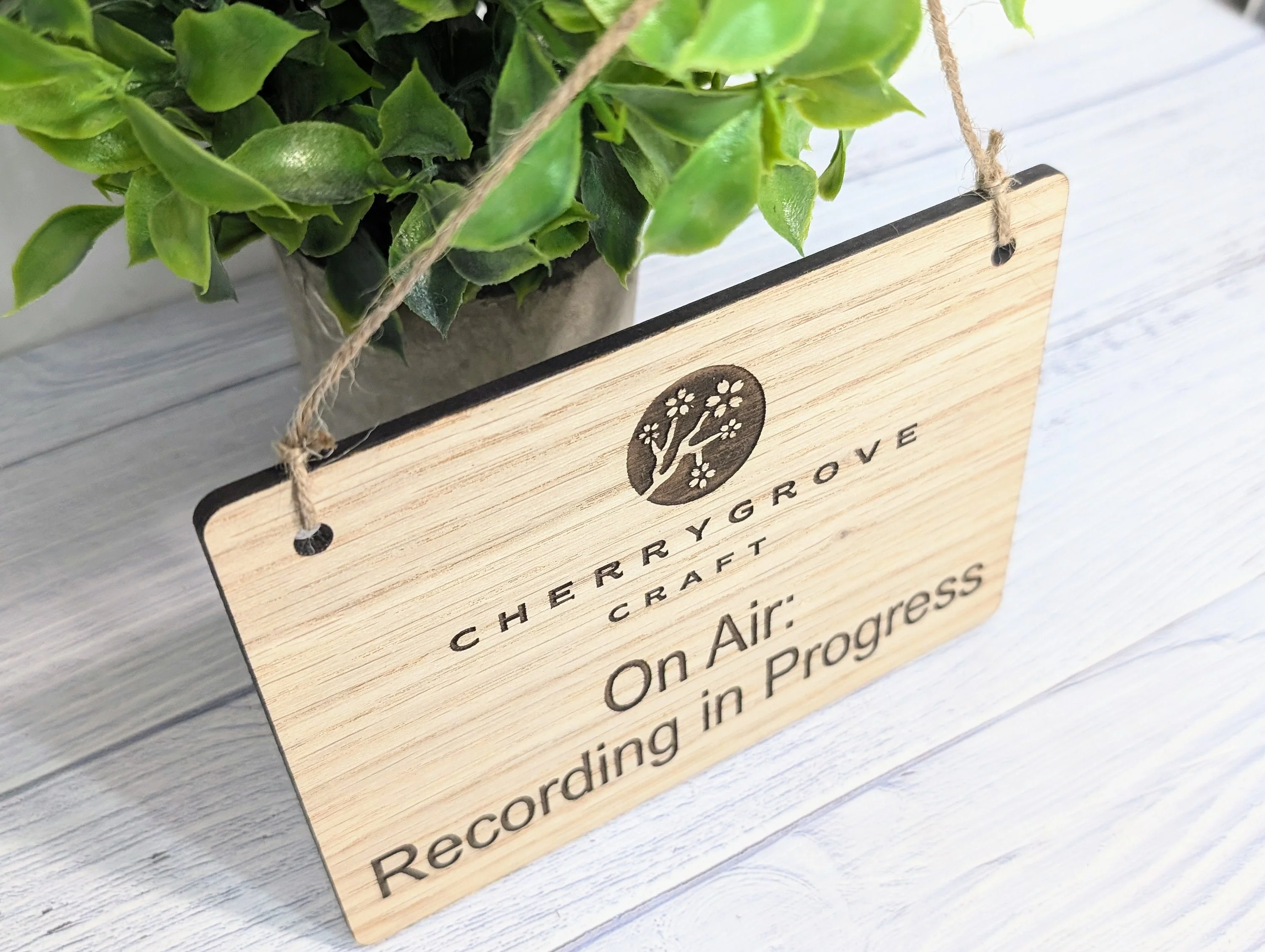 Personalised "On Air: Recording in Progress" Hanging Sign - 4 Sizes, Add Your Text or Logo, Wooden Hanging Sign, Door Sign, Podcaster - Image 6