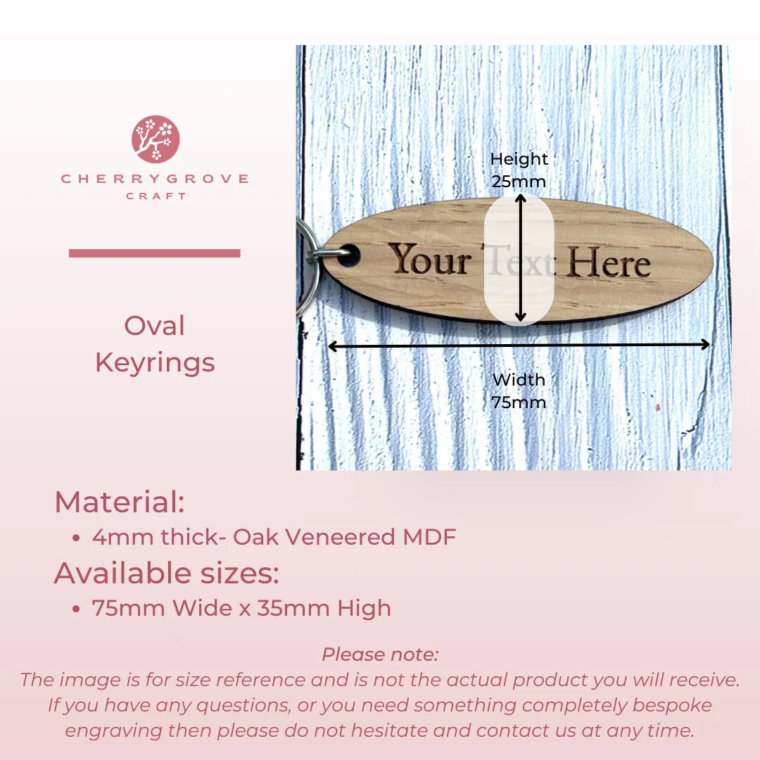 Personalised Oval B & B Keyrings | Custom Keyfobs | Wooden Keyring | Bulk | Oak Keyring | Bulk Keyrings Business - Image 6