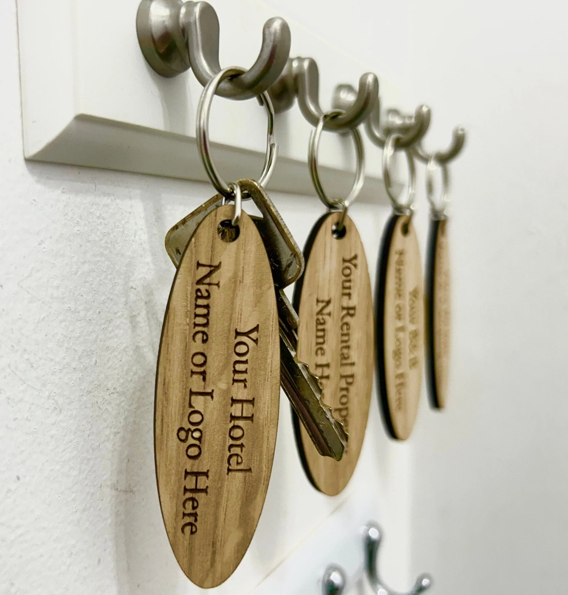 Personalised Oval Company Keyrings | Custom Keyfobs | Wooden Keyring | Bulk | Oak Keyring | Hotel Keyring, Business Keyring - Image 3