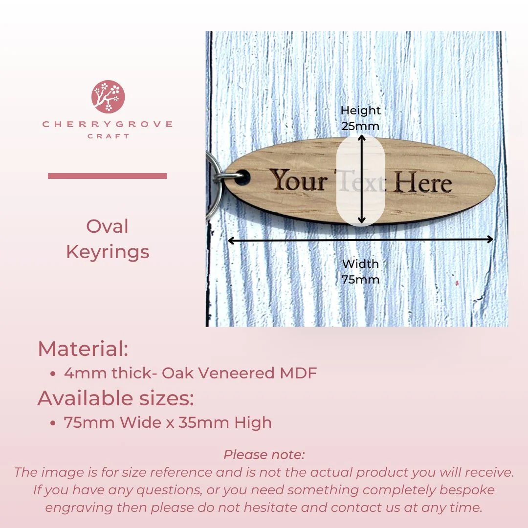 Personalised Oval Company Keyrings | Custom Keyfobs | Wooden Keyring | Bulk | Oak Keyring | Hotel Keyring, Business Keyring - Image 5