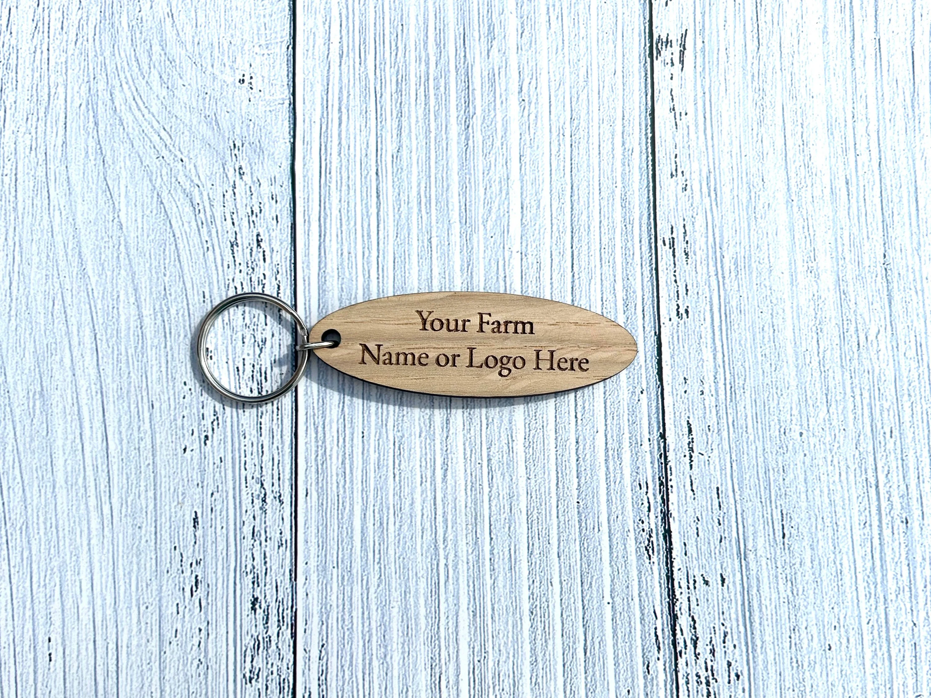Personalised Oval Farm Keyrings | Custom Keyfobs | Wooden Keyring | Bulk | Gifts For Farmers | Oak Keyring | Bulk Keyrings Farm Business - Image 3