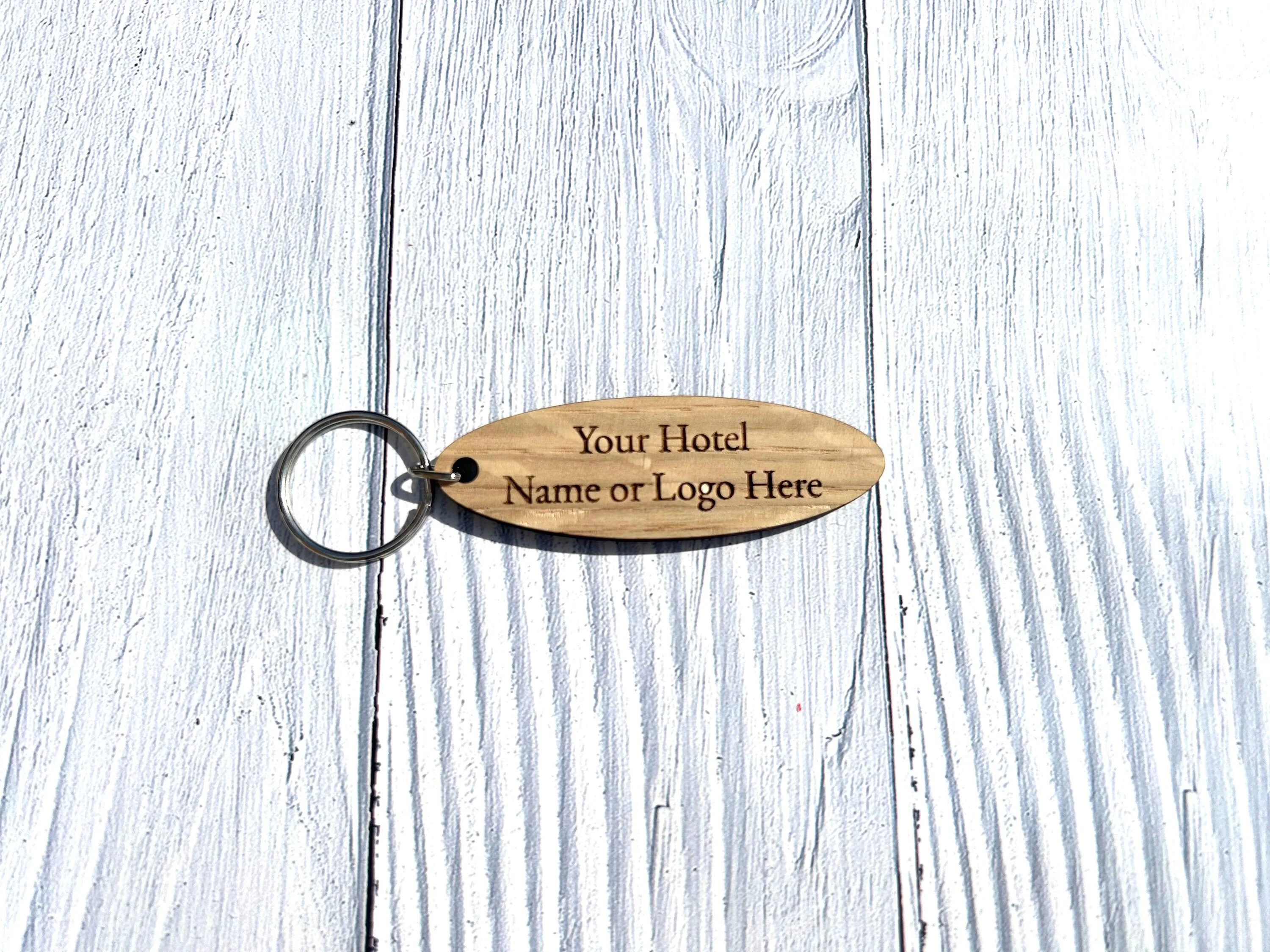 Personalised Oval Hotel Keyrings | Custom Keyfobs | Wooden Keyring | Bulk | Oak Keyring | Bulk Keyrings Business - Image 2