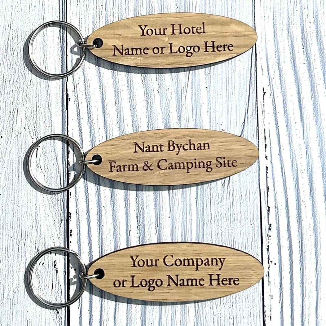 Personalised Oval Keyrings | Custom Keyfobs | Wooden Keyring | Oak Wood | Bulk | Wooden Key Chain | Oak Keyring | Bulk Keyrings - Image 2