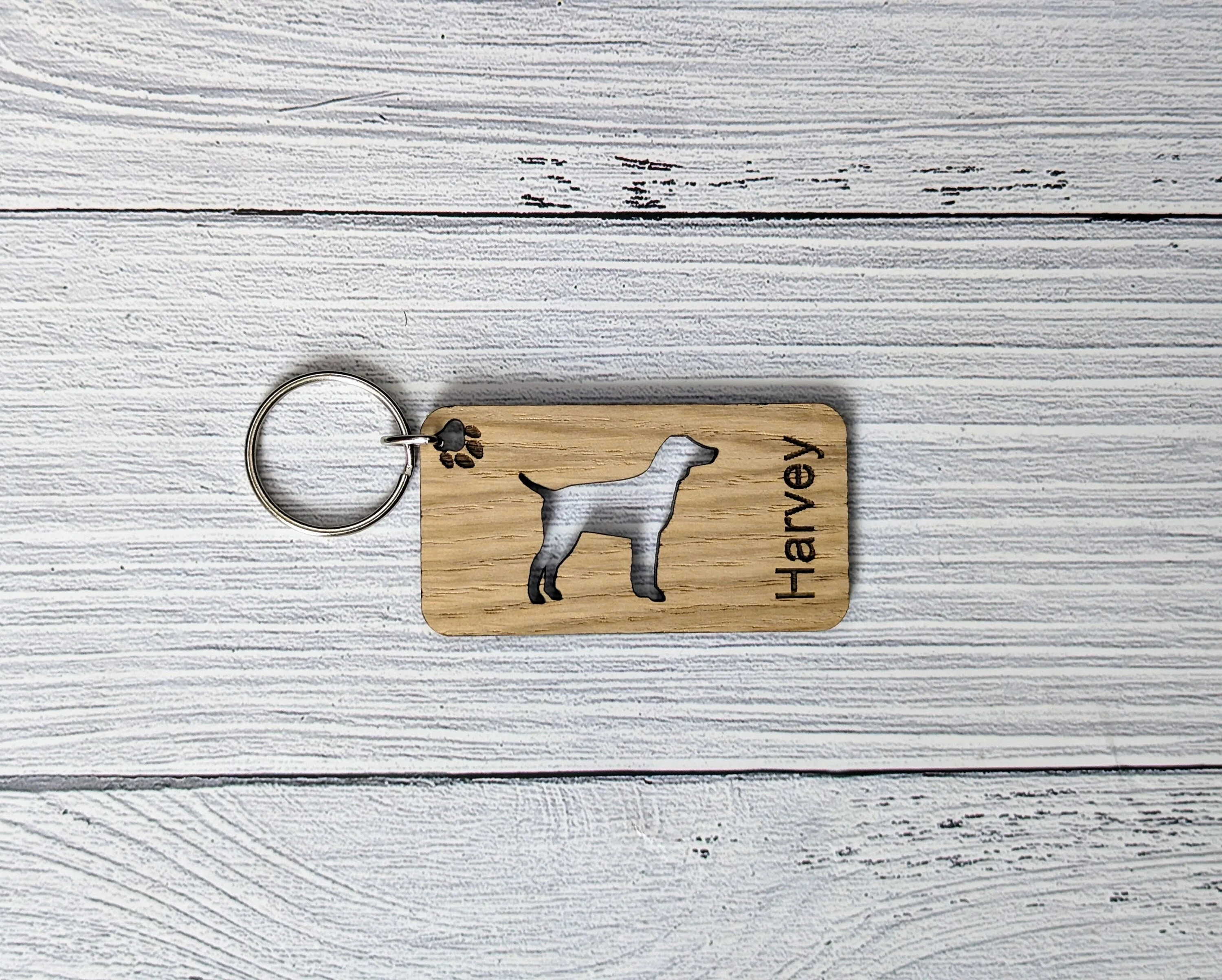 Personalised Pointer Dog Wooden Keyring | Oak Dog Keychain | Gift For English Pointer Parent | Doggy Key Tag Gift