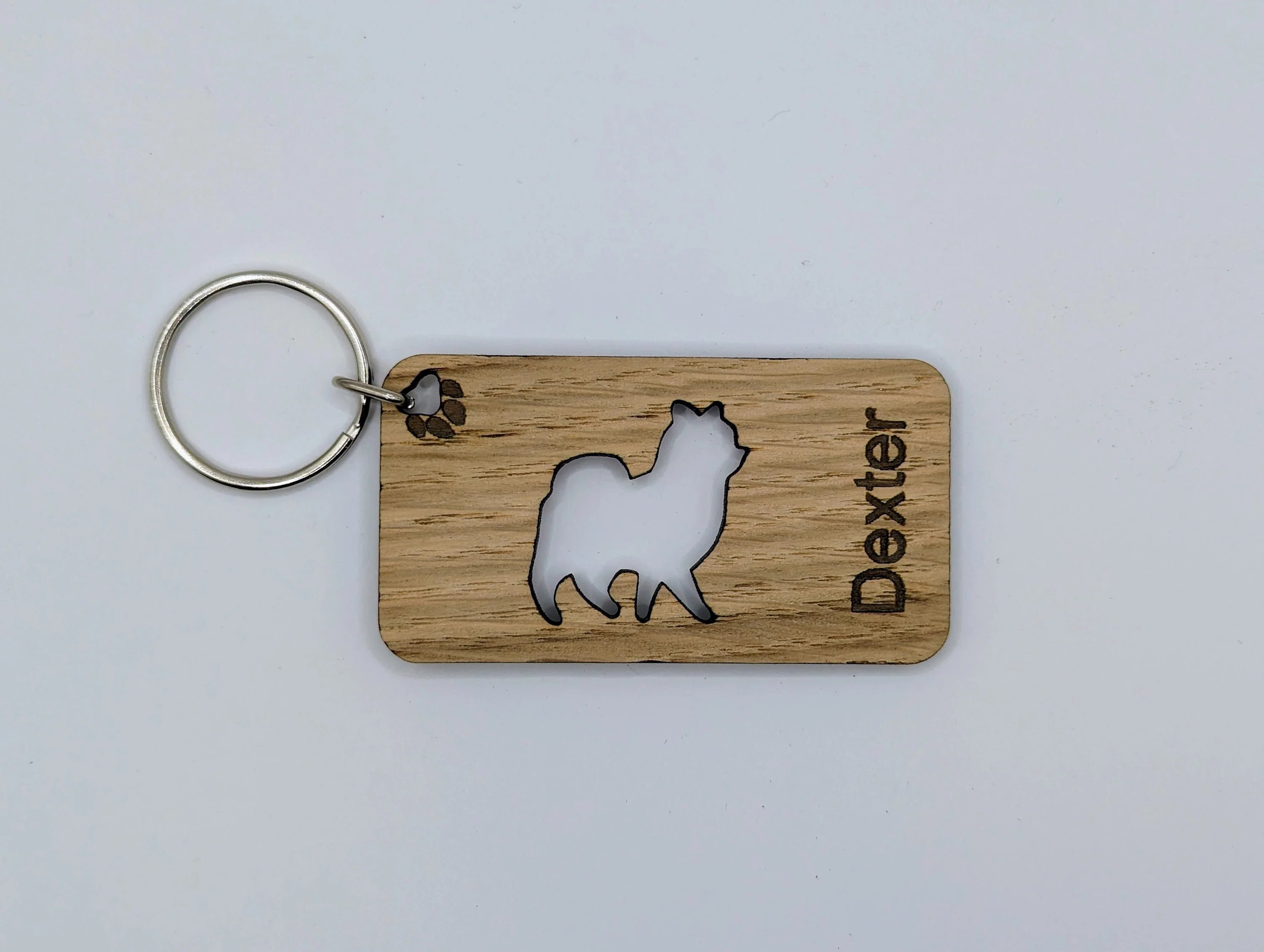 Personalised Pomeranian Wooden Keyring | Oak Dog Keychain | Gift For Pomeranian Parent | Doggy Key Tag Gift - Image 3