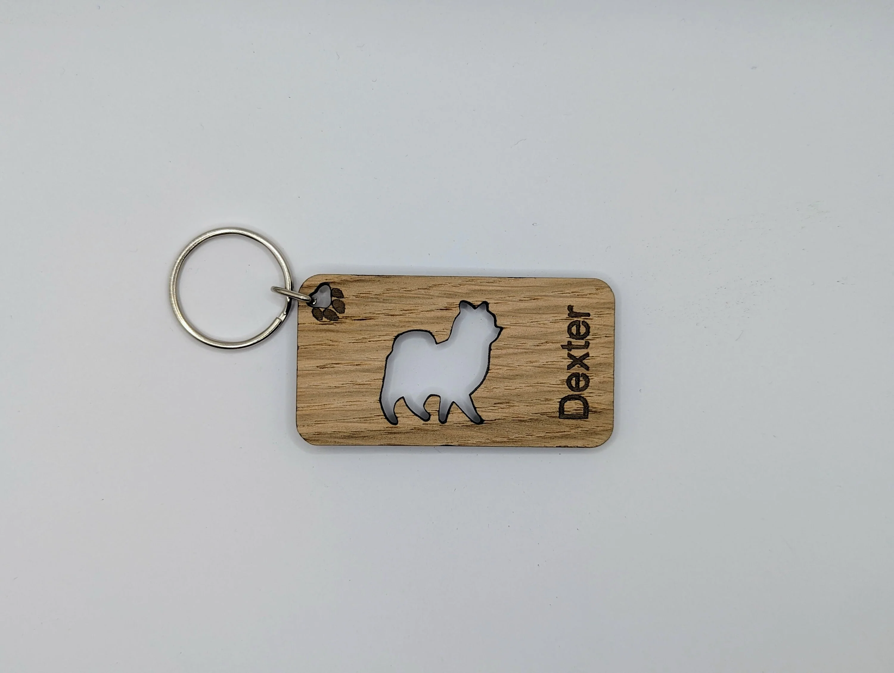 Personalised Pomeranian Wooden Keyring | Oak Dog Keychain | Gift For Pomeranian Parent | Doggy Key Tag Gift - Image 9