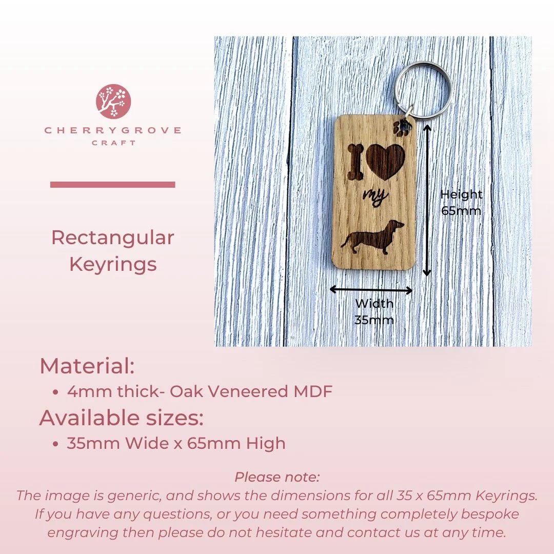 Personalised Poodle Dog Mum Wooden Keyring | Oak Dog Keychain | Gift For Poodle Parent | Doggy Key Tag Gift - Image 6