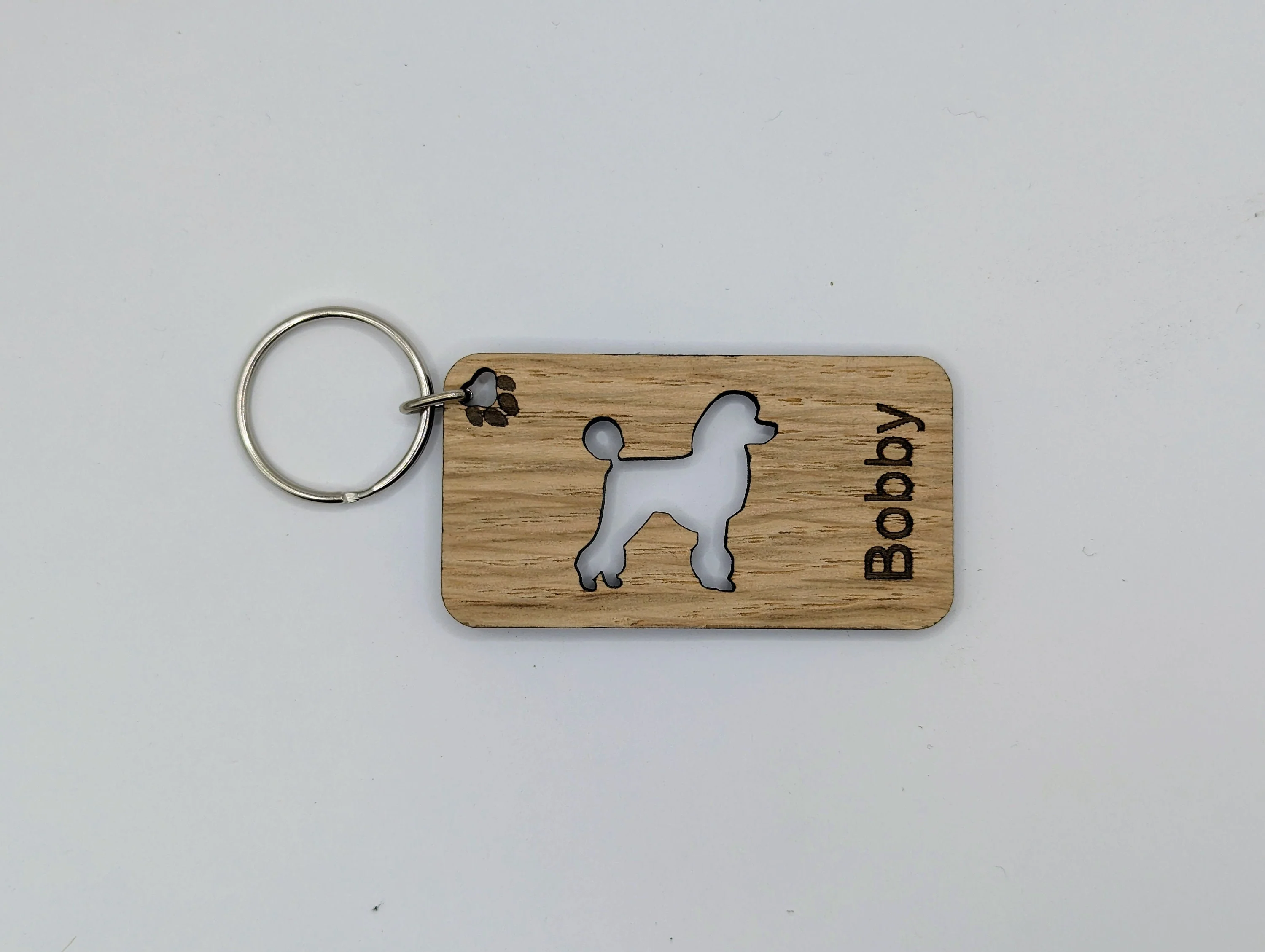 Personalised Poodle Wooden Keyring | Oak Dog Keychain | Gift For Poodle Parent | Doggy Key Tag Gift - Image 6