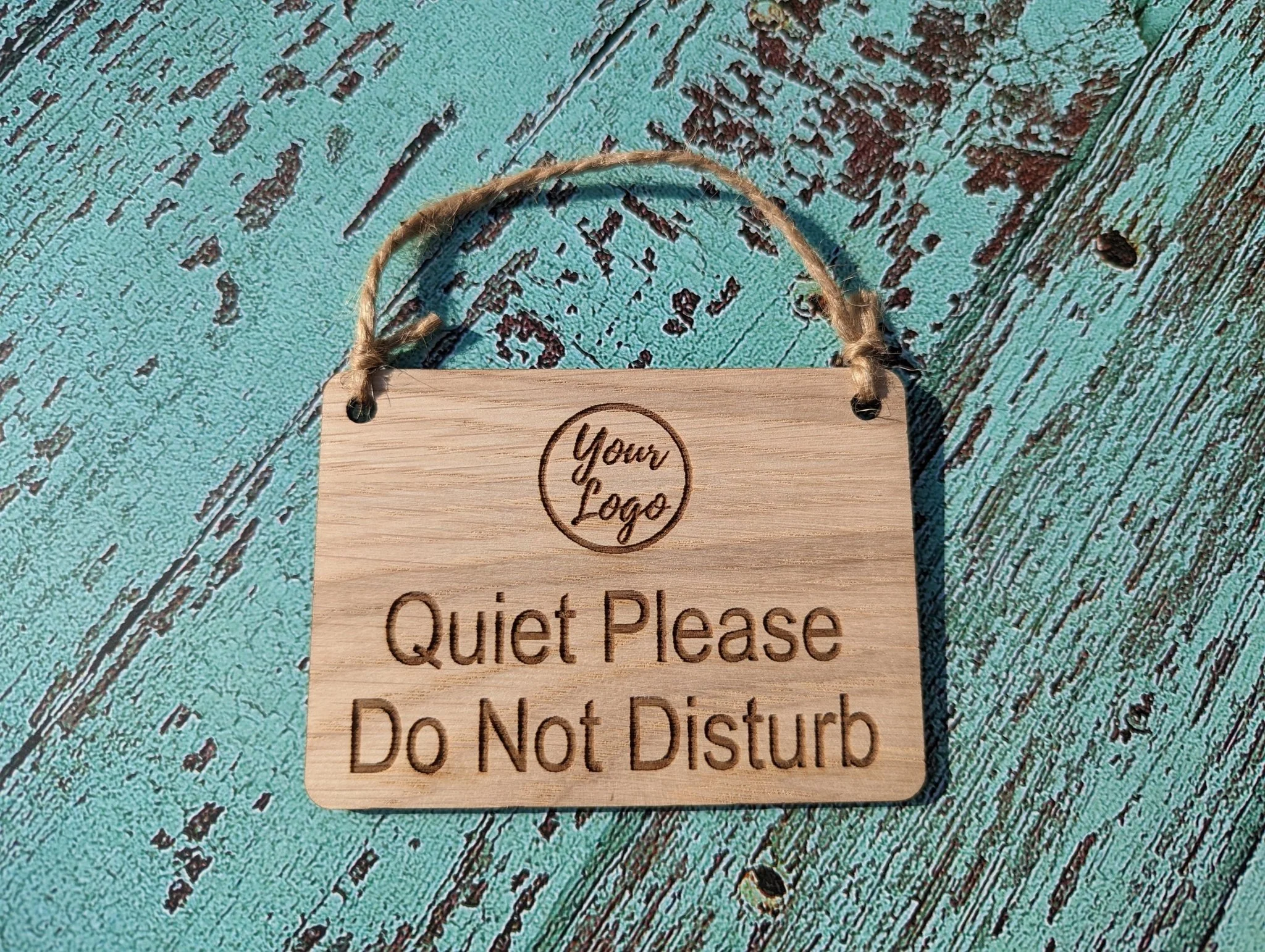 Personalised "Quiet Please, Please Do Not Disturb" Hanging Sign - 4 Sizes, Add Your Text or Logo, Wooden Hanging Sign, Door Sign - Image 5
