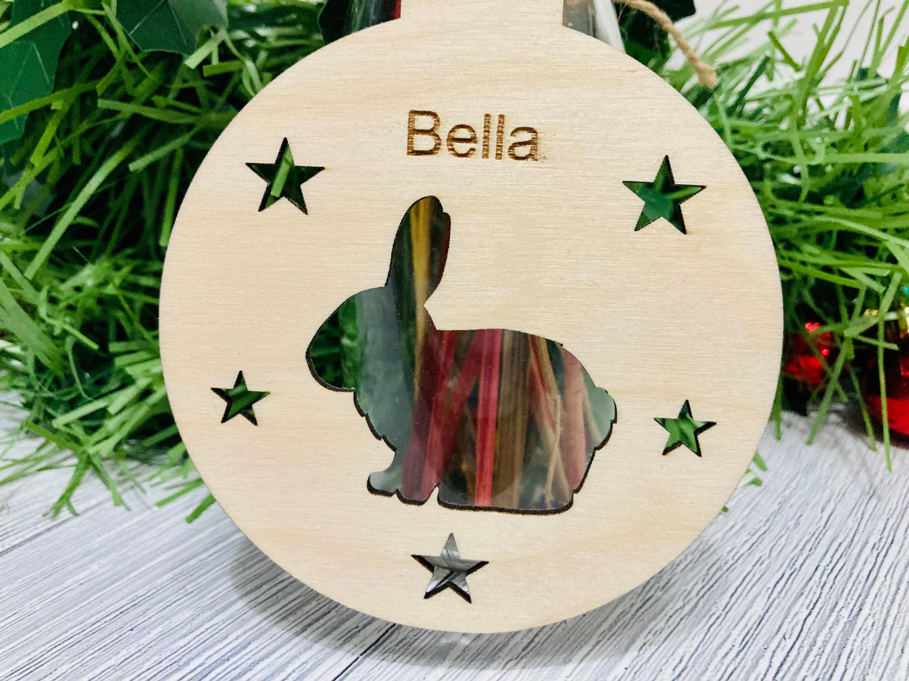 Personalised Rabbit Bauble | Custom Christmas Decoration | Wooden Bunny Gift - Image 4