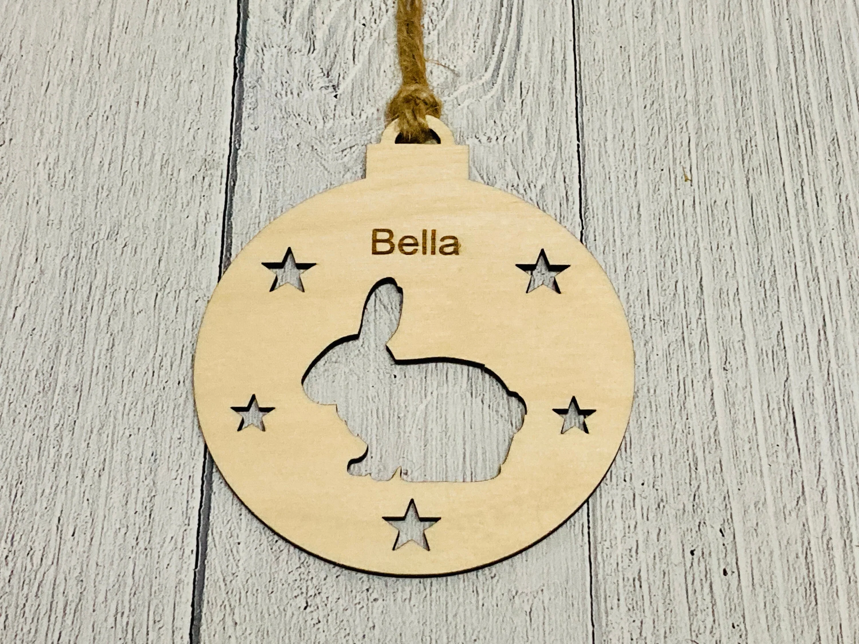 Personalised Rabbit Bauble | Custom Christmas Decoration | Wooden Bunny Gift - Image 6