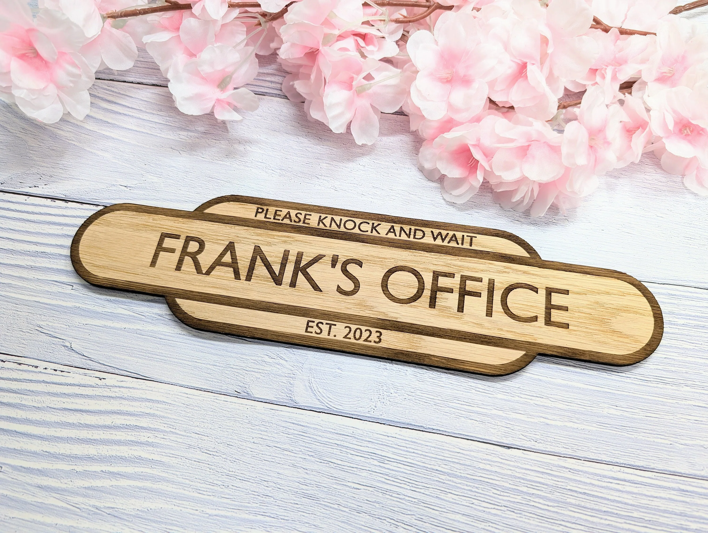 Personalised Railway Station Office Door Sign - Oak MDF - Customisable Text, 4 Sizes - Eco-Friendly, British Crafted Door Sign - Image 2