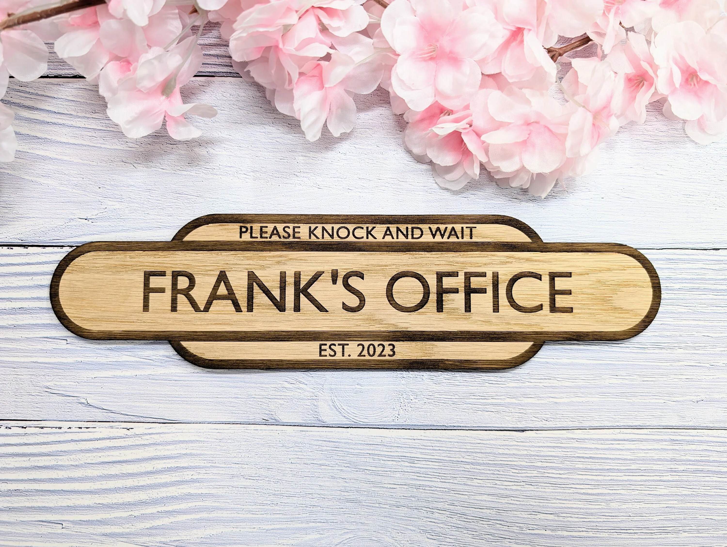Personalised Railway Station Office Door Sign - Oak MDF - Customisable Text, 4 Sizes - Eco-Friendly, British Crafted Door Sign - Image 3