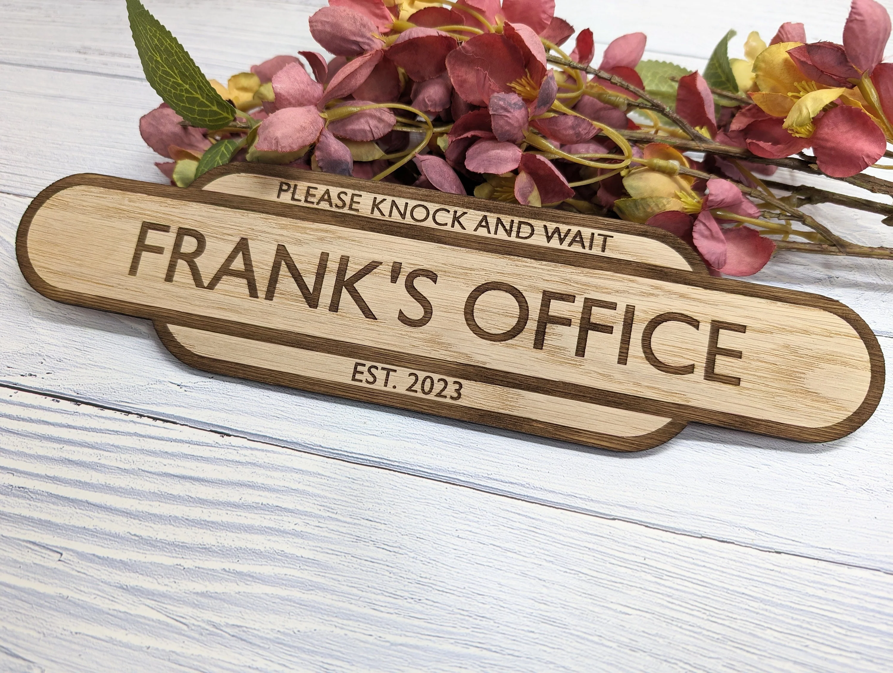 Personalised Railway Station Office Door Sign - Oak MDF - Customisable Text, 4 Sizes - Eco-Friendly, British Crafted Door Sign - Image 7