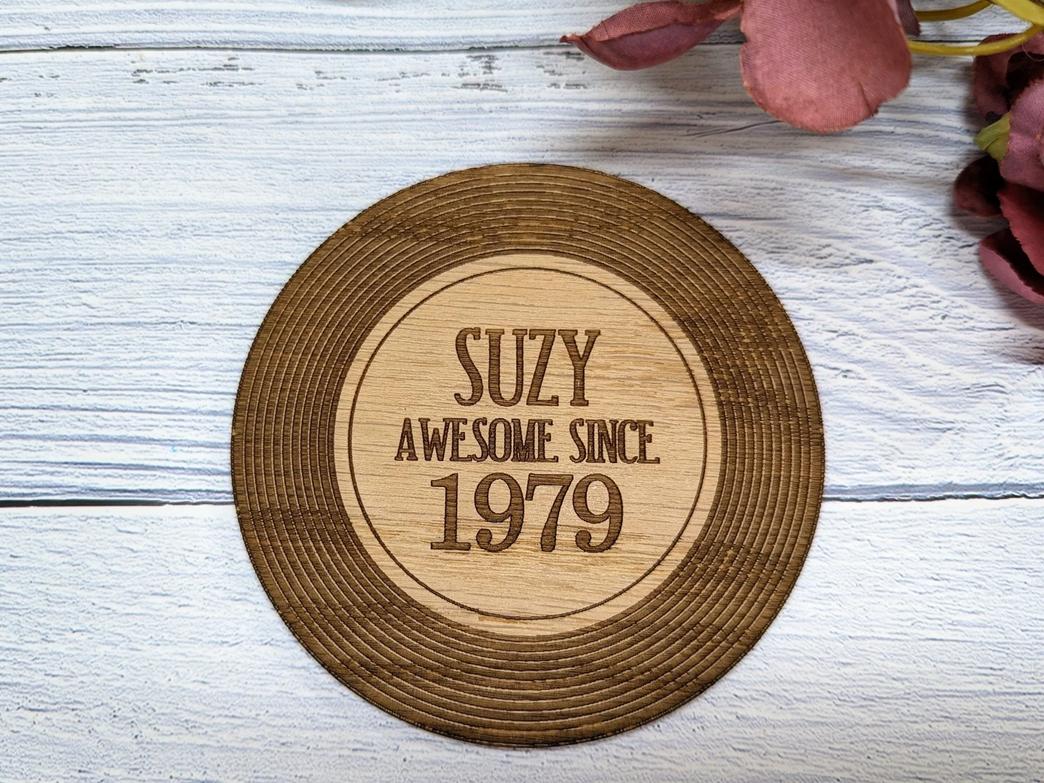 Personalised Retro Vinyl Record Coaster - "Awesome Since" - Custom Name & Birth Year - Unique Gift for Music Lovers - Image 3