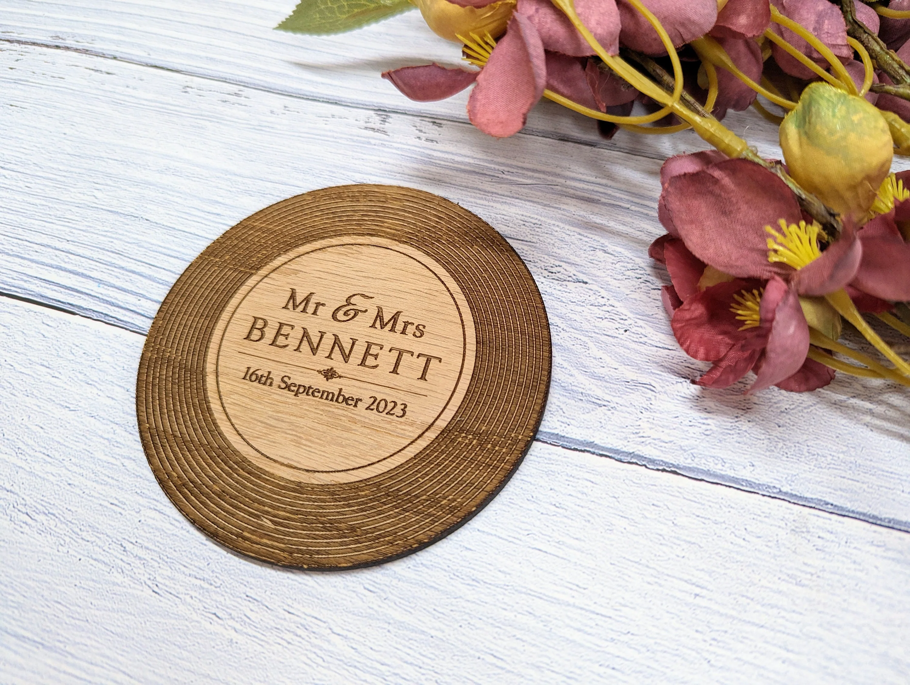Personalised Retro Vinyl Record Wedding Coaster - "Mr & Mrs [Name], [Wedding Date]" - Unique Newlywed Gift for Music Lovers - Image 5