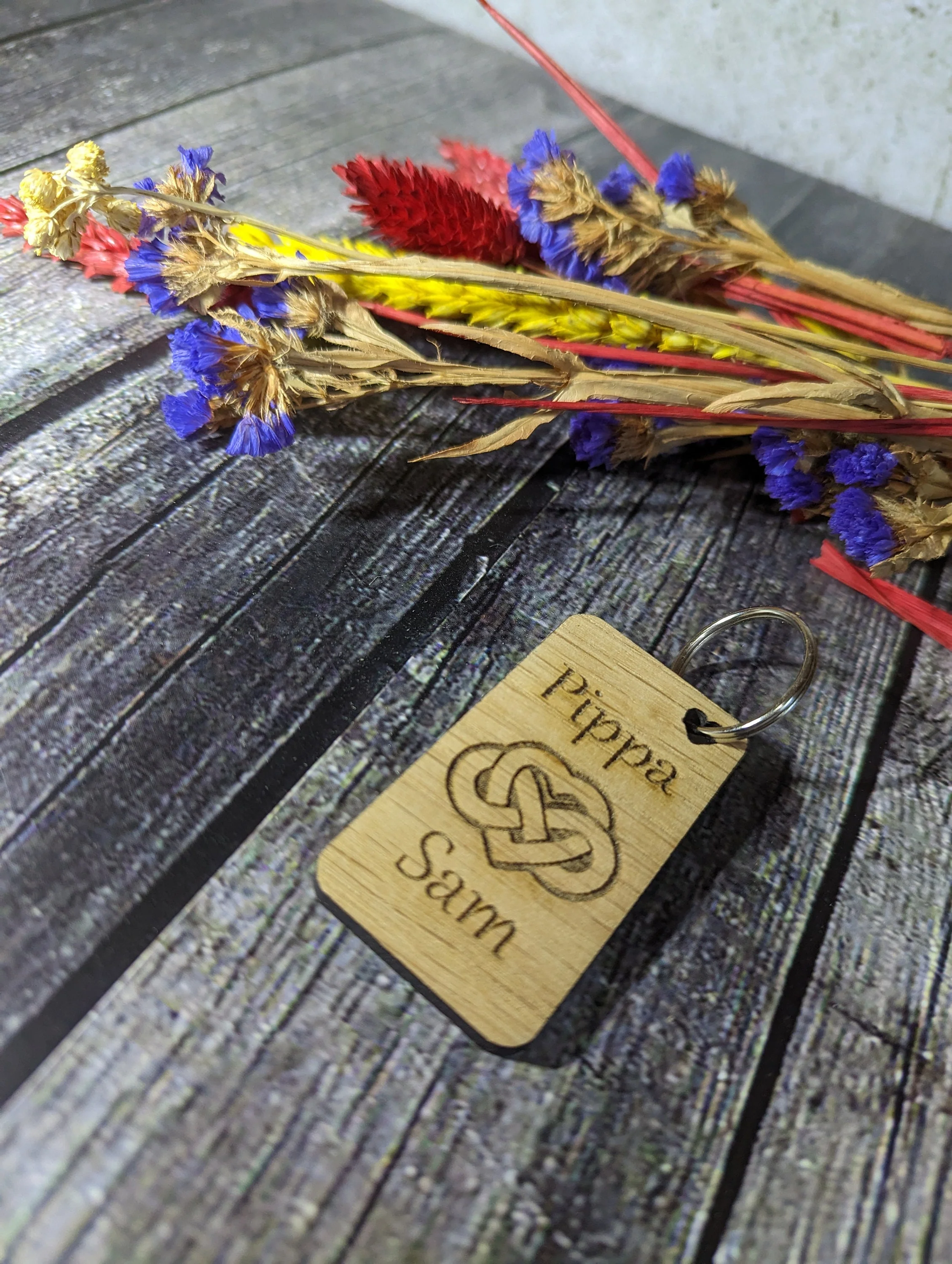 Personalised Wooden Heart Keyring for Lovers - Image 4