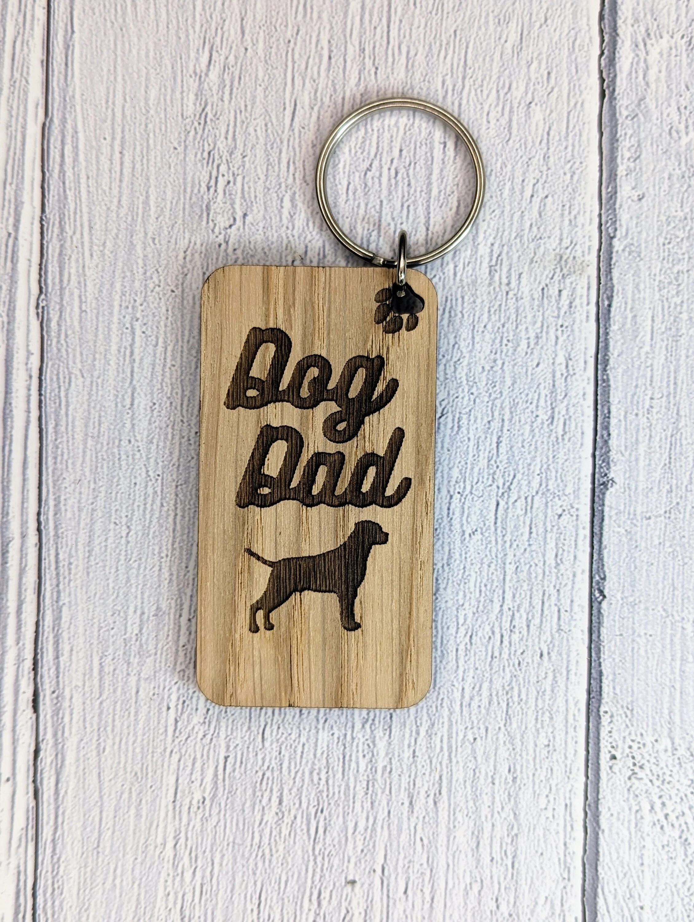 Personalised Rottweiler Dog Dad Wooden Keyring | Oak Dog Keychain | Gift For Rottweiler Parent | Doggy Key Tag Gift - Image 4
