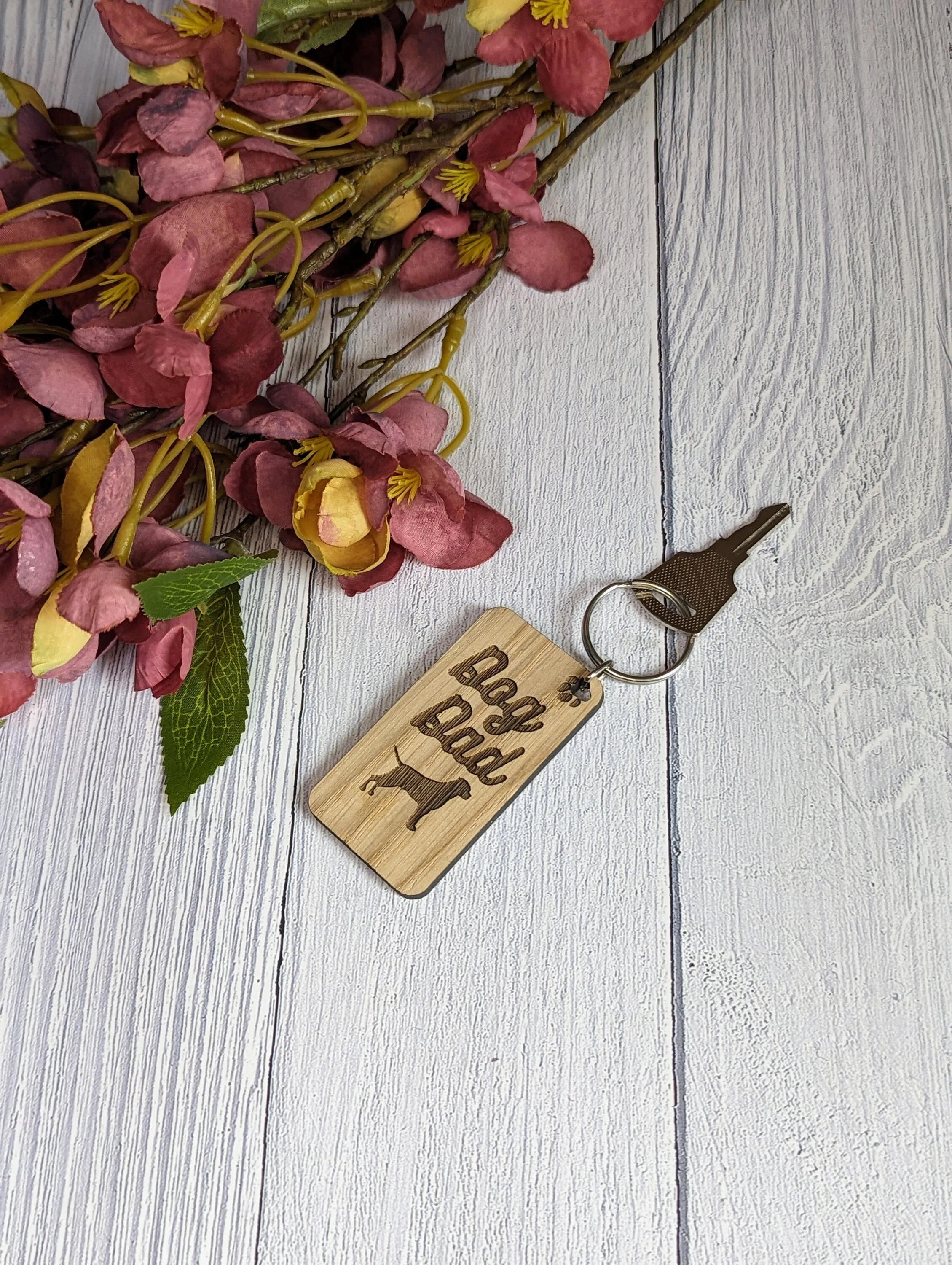 Personalised Rottweiler Dog Dad Wooden Keyring | Oak Dog Keychain | Gift For Rottweiler Parent | Doggy Key Tag Gift - Image 5