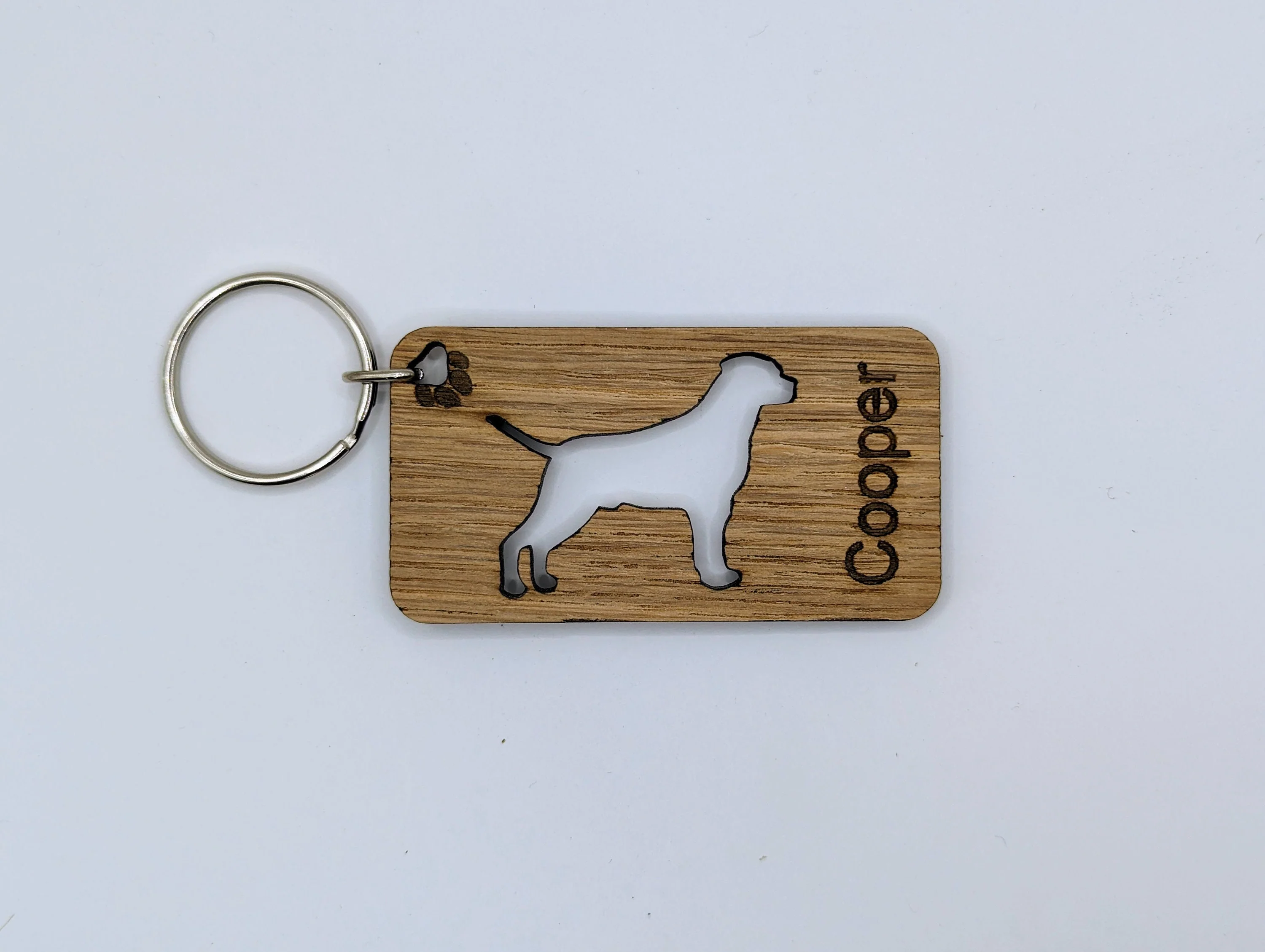 Personalised Rottweiler Wooden Keyring | Oak Dog Keychain | Gift For Rottweiler Parent | Doggy Key Tag Gift - Image 3