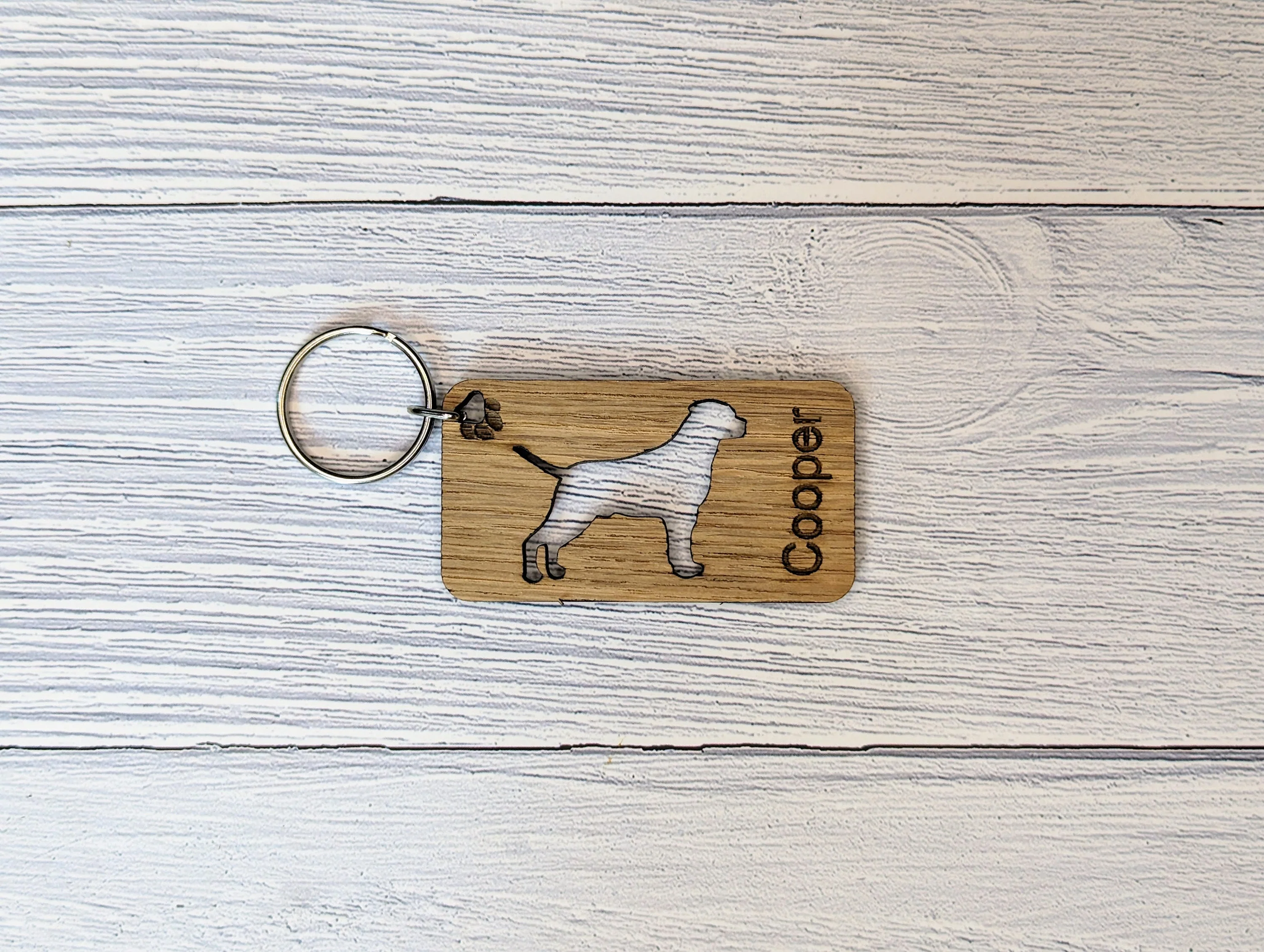 Personalised Rottweiler Wooden Keyring | Oak Dog Keychain | Gift For Rottweiler Parent | Doggy Key Tag Gift - Image 4