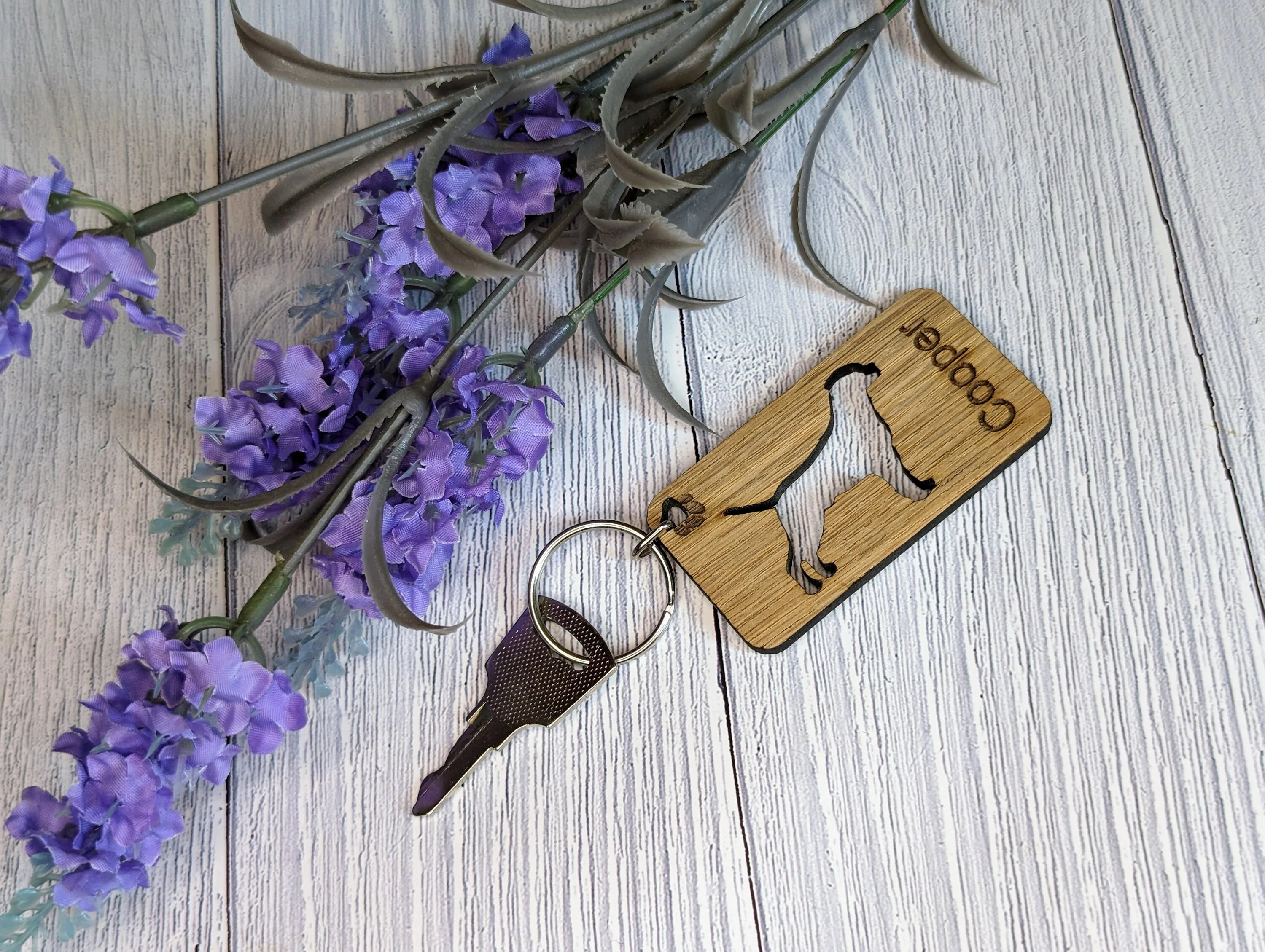 Personalised Rottweiler Wooden Keyring | Oak Dog Keychain | Gift For Rottweiler Parent | Doggy Key Tag Gift - Image 5