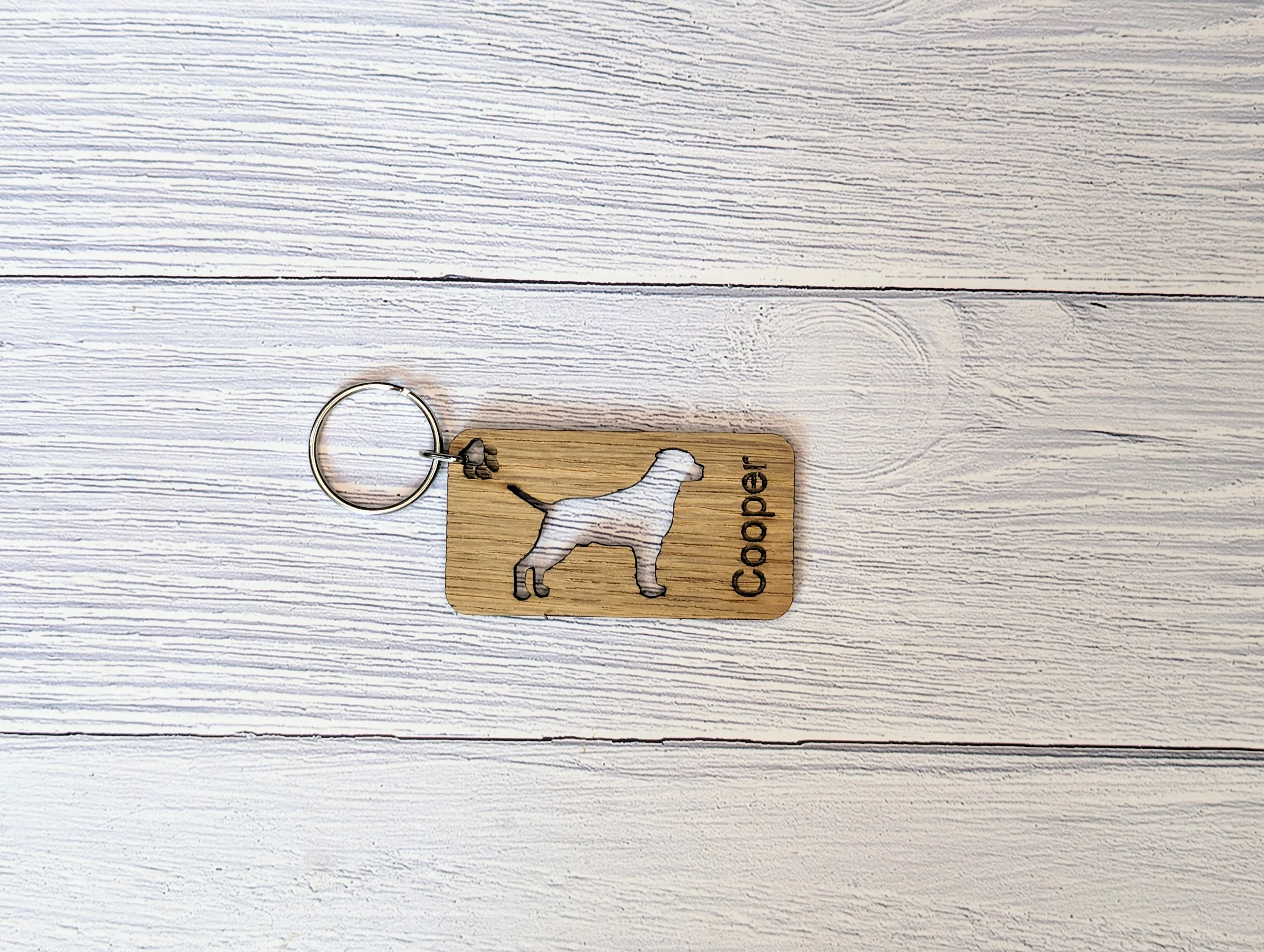 Personalised Rottweiler Wooden Keyring | Oak Dog Keychain | Gift For Rottweiler Parent | Doggy Key Tag Gift - Image 6