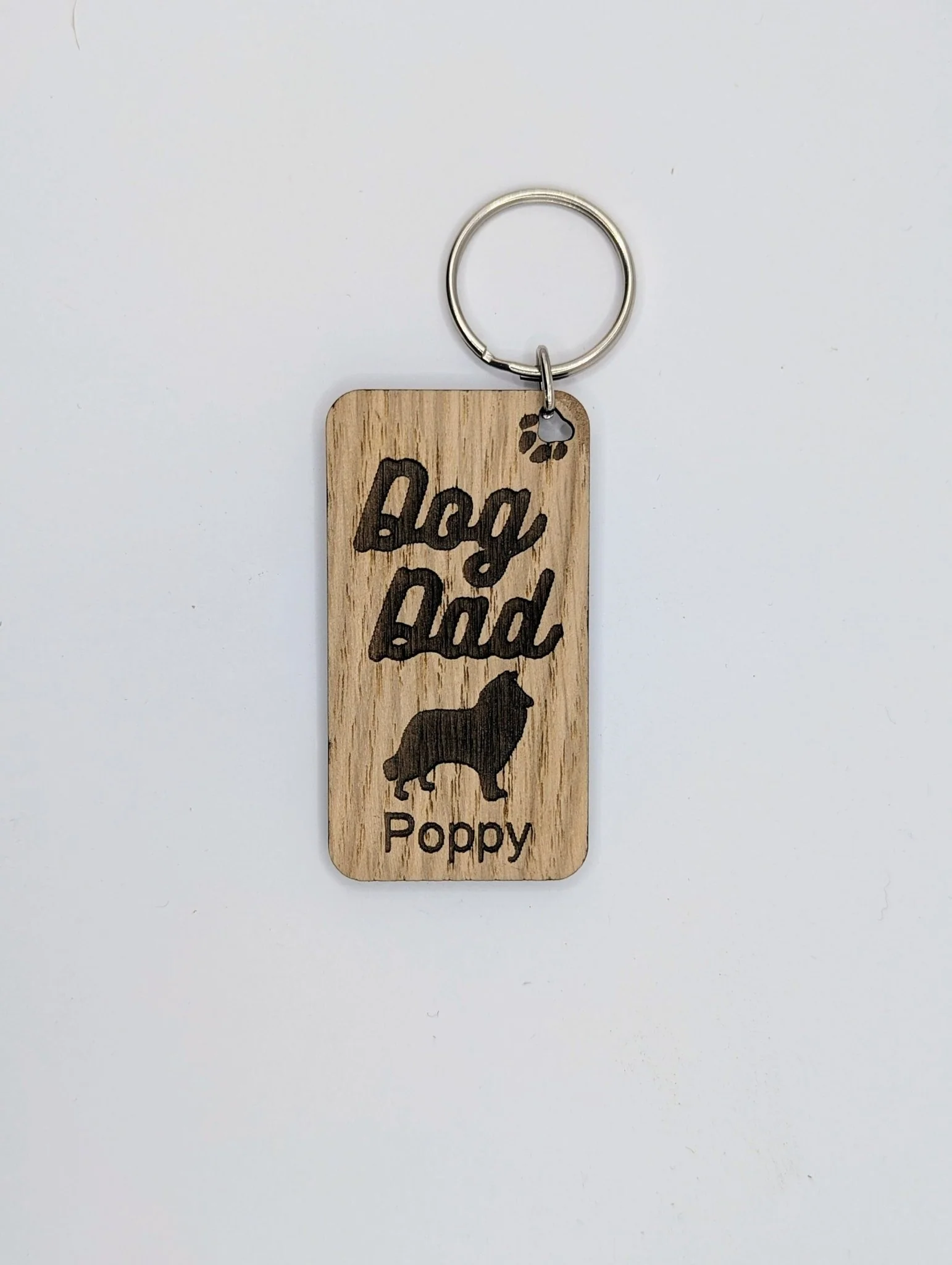 Personalised Rough Collie Dog Dad Wooden Keyring | Oak Dog Keychain | Gift For Rough Collie Parent | Doggy Key Tag Gift - Image 4