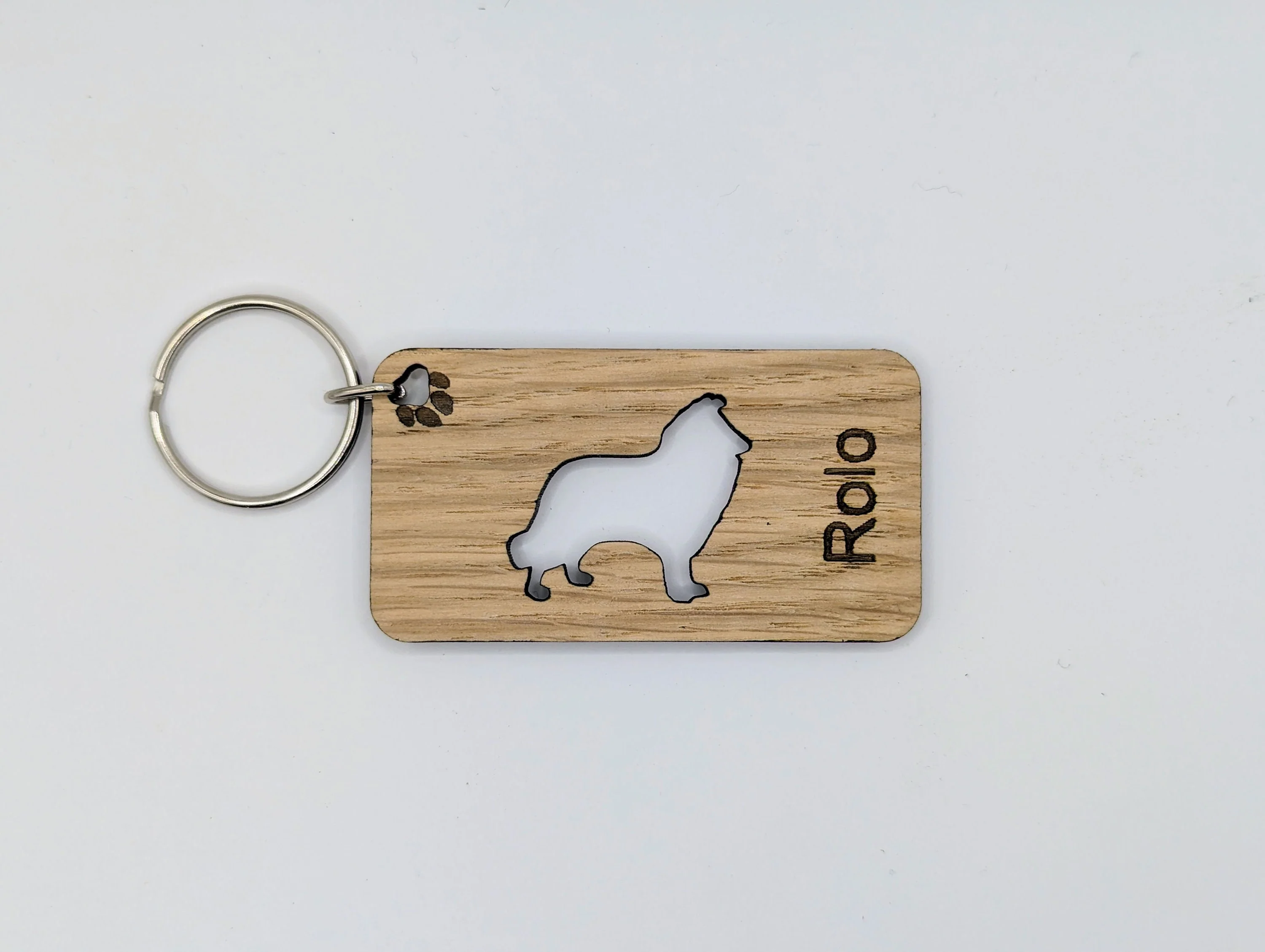 Personalised Rough Collie Wooden Keyring | Oak Dog Keychain | Gift For Rough Collie Parent | Doggy Key Tag Gift - Image 5