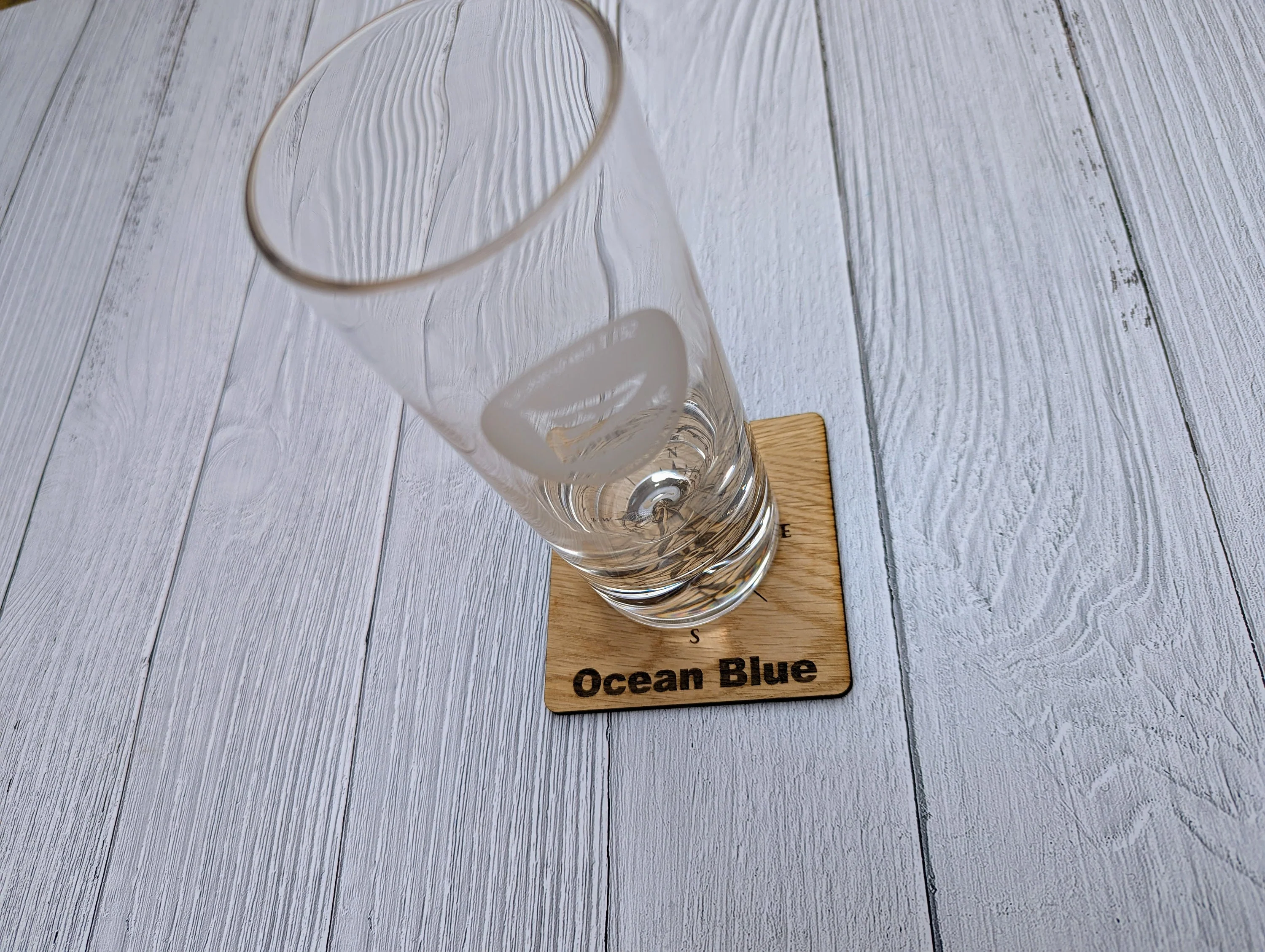 Personalised Sailing Coasters, Compass & Name OR Number, Pack of 6 Oak Veneered Coasters - Image 3