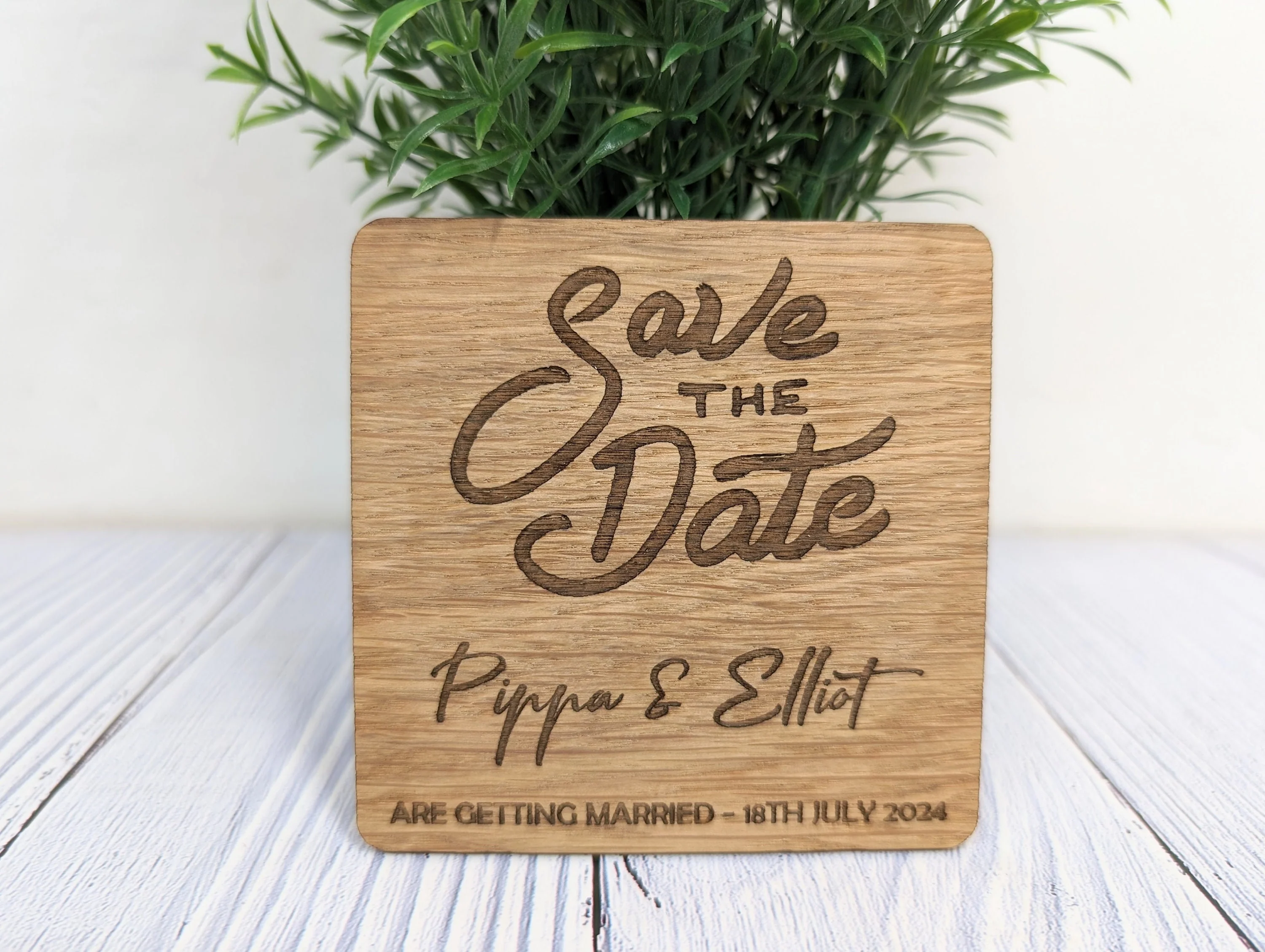 Personalised 'Save The Date' Wooden Coasters - Unique Wedding Favors - Image 4