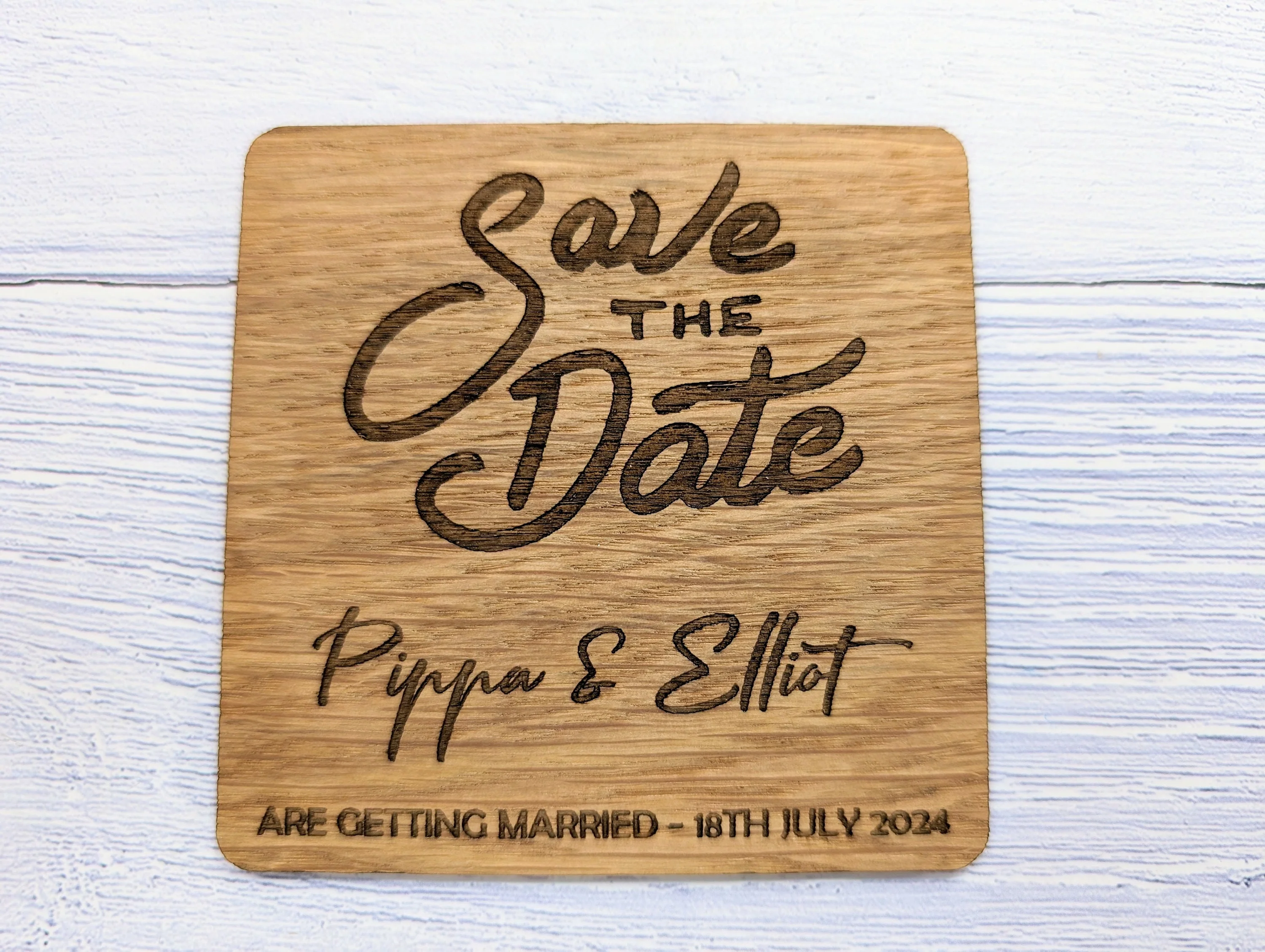 Personalised 'Save The Date' Wooden Coasters - Unique Wedding Favors - Image 5