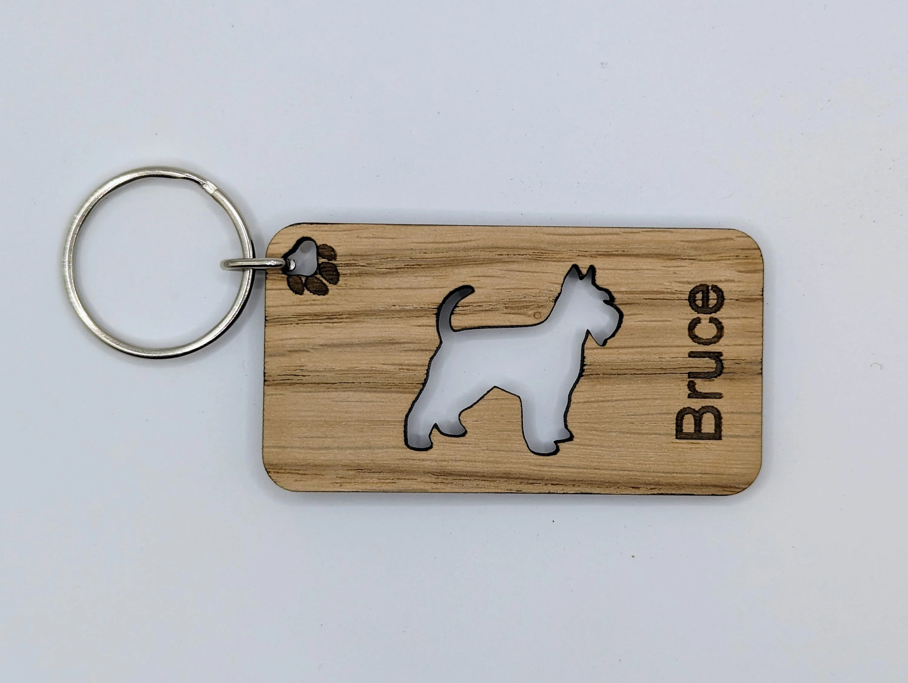Personalised Schnauser Wooden Keyring | Oak Dog Keychain | Gift For Schnauser Parent | Doggy Key Tag Gift - Image 3