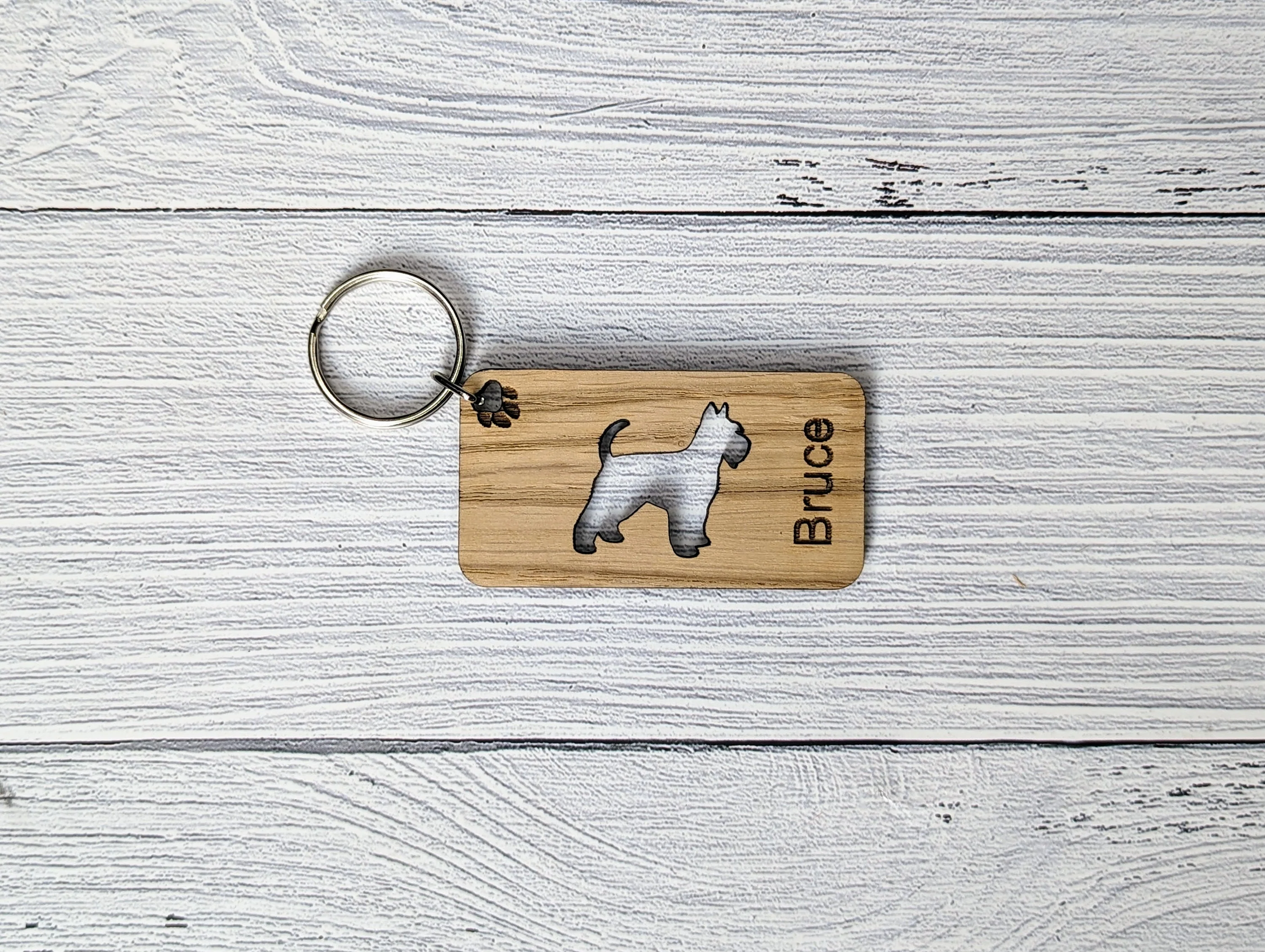 Personalised Schnauser Wooden Keyring | Oak Dog Keychain | Gift For Schnauser Parent | Doggy Key Tag Gift - Image 5