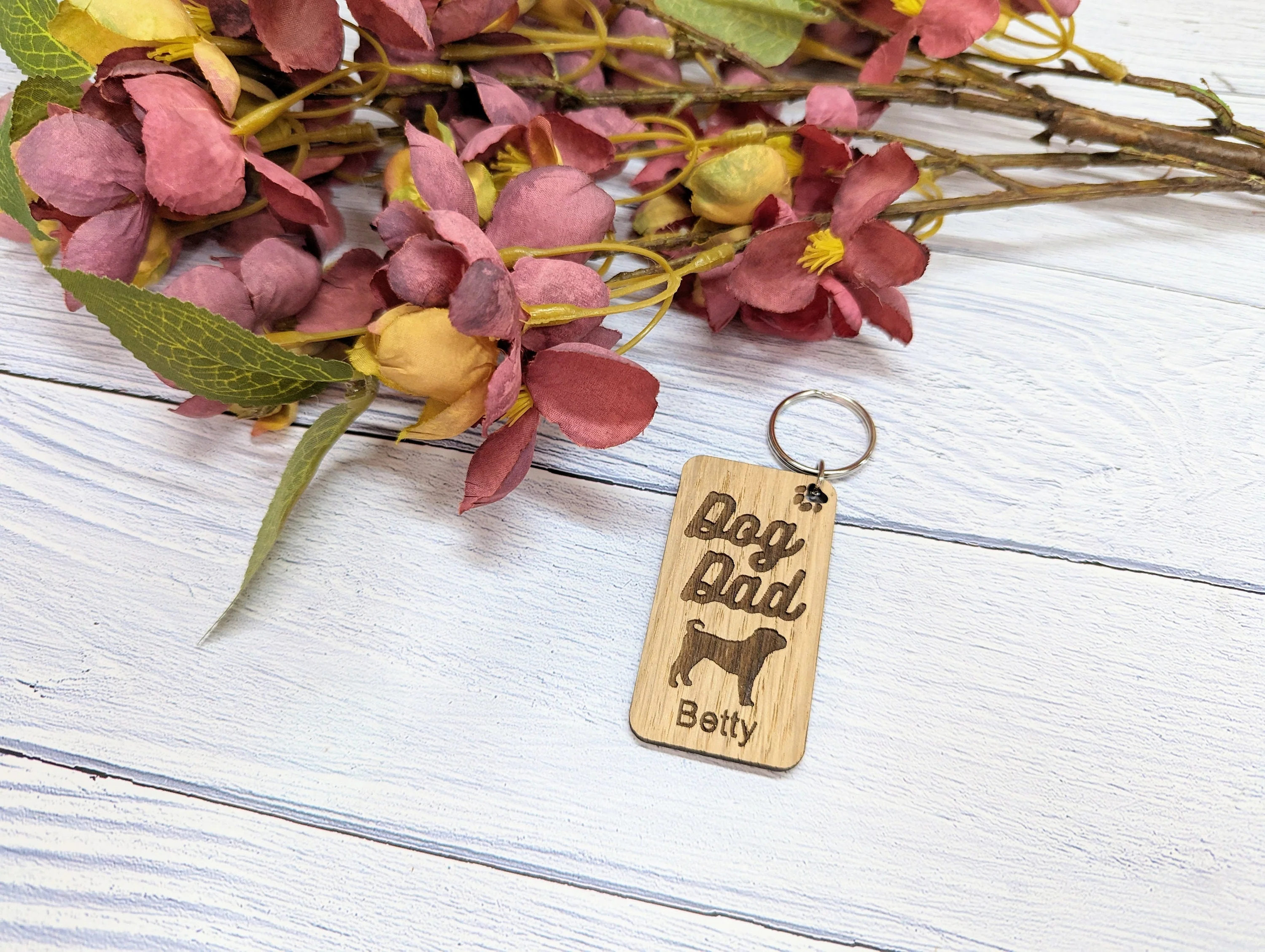 Personalised Shar Pei Dog Parent Wooden Keyring - Custom Oak Keychain - Unique Gift for Shar Pei Lovers - Image 3