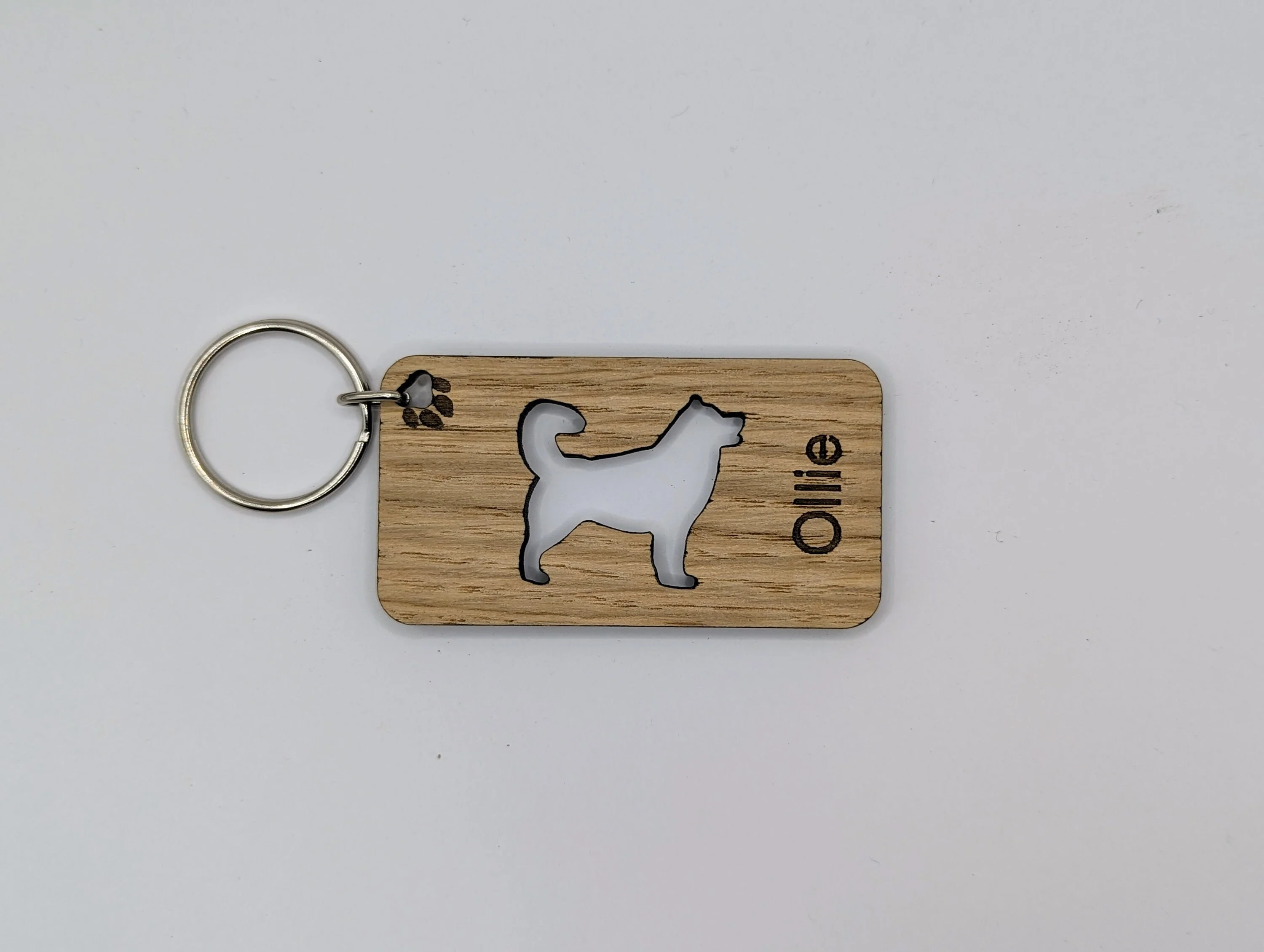 Personalised Siberian Husky Wooden Keyring | Oak Dog Keychain | Gift For Husky Parent | Doggy Key Tag Gift - Image 3