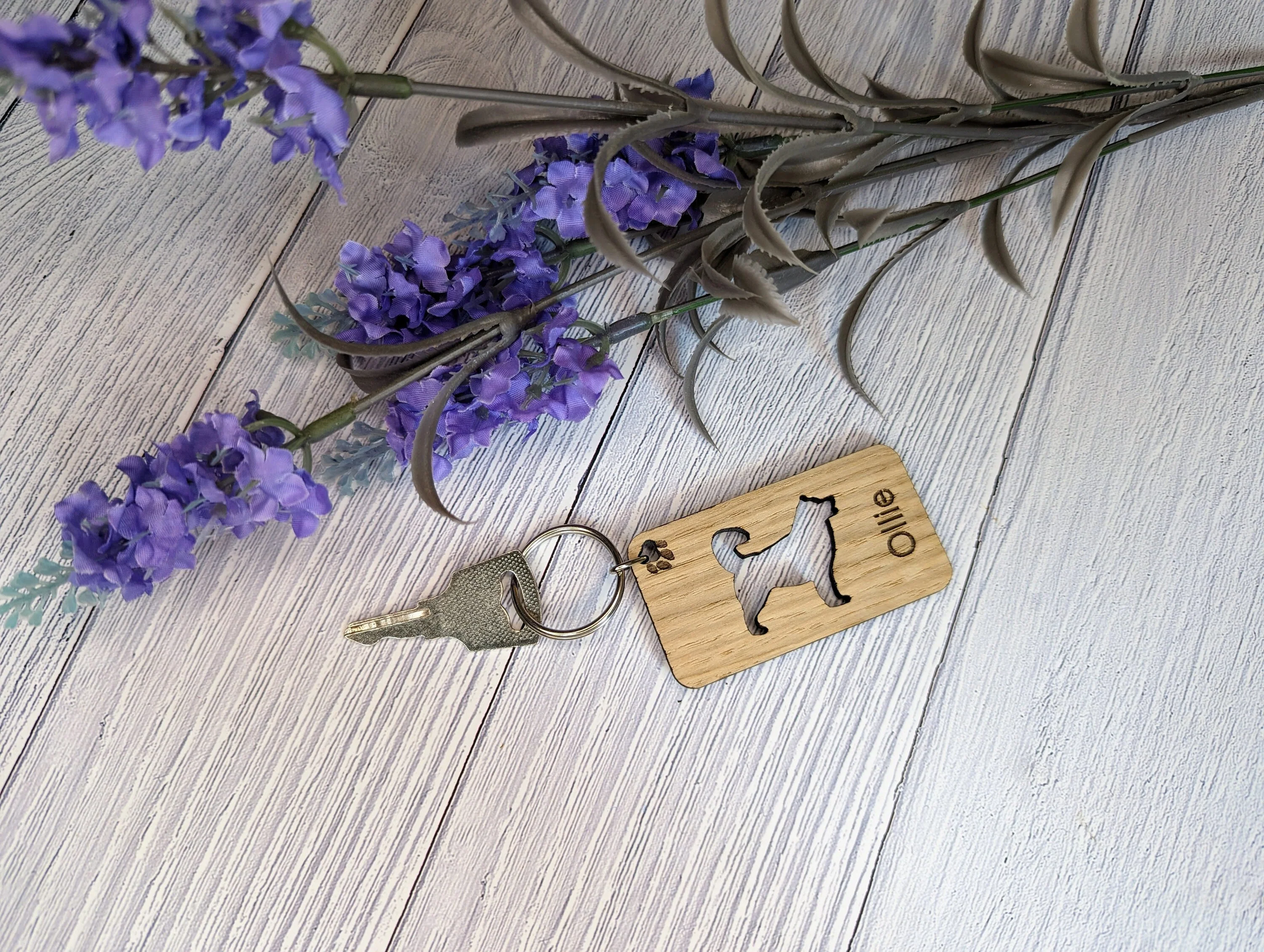 Personalised Siberian Husky Wooden Keyring | Oak Dog Keychain | Gift For Husky Parent | Doggy Key Tag Gift - Image 5