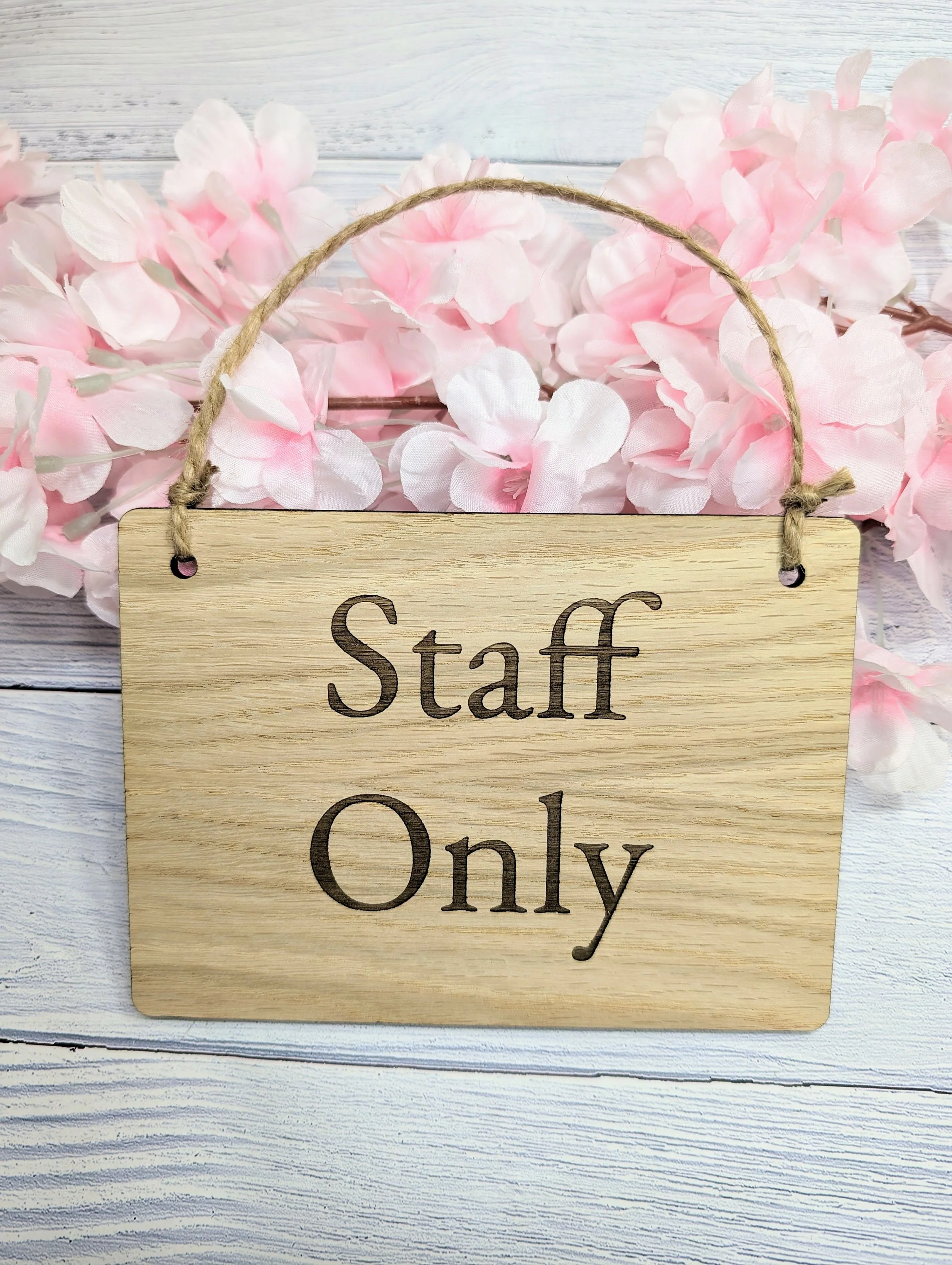 Personalised 'Staff Only' Wooden Sign in Oak Veneer- Custom Text/Logo Option - 4 Sizes Available, Door Sign, Workspace Privacy, Bulk Welcome - Image 8
