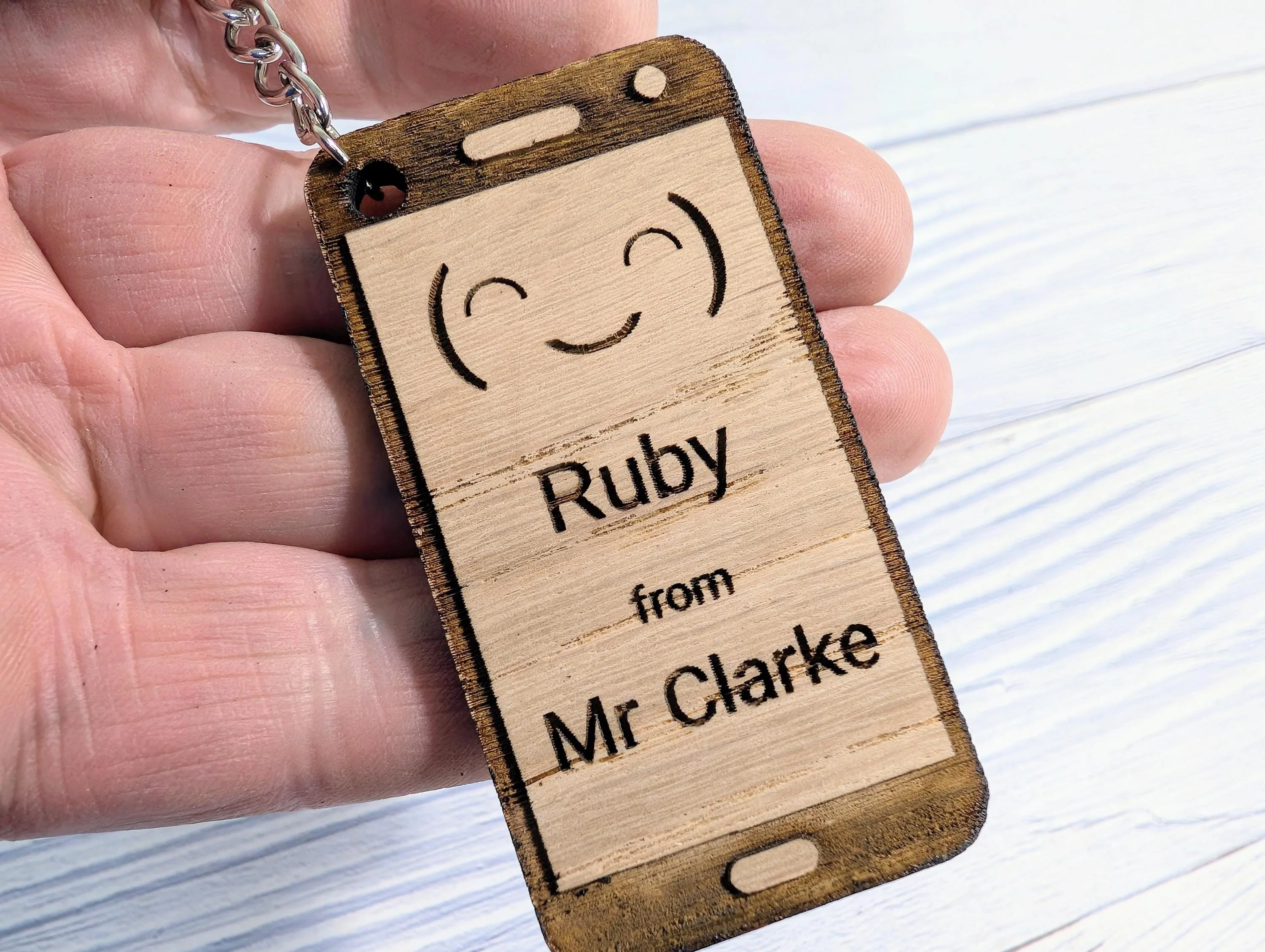 Personalised Student Keyring – Teacher Gift for Class, Cute Smiley Face Design, Mobile Phone Shape, End of Term Keepsake - Image 9