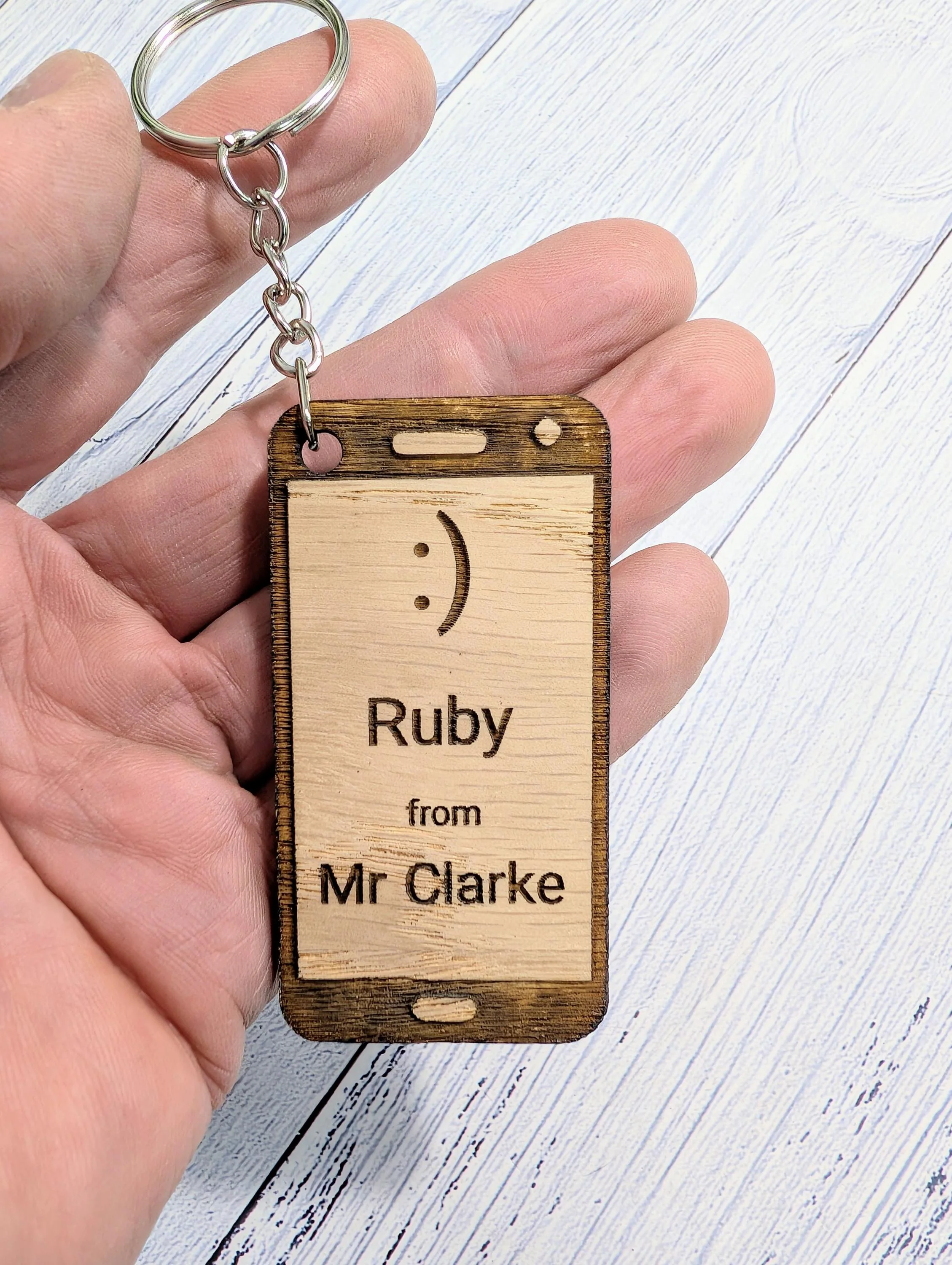 Personalised Student Keyring – Teacher Gift for Class, Smiley Design, Mobile Phone Shape, End of Term Keepsake - Image 10