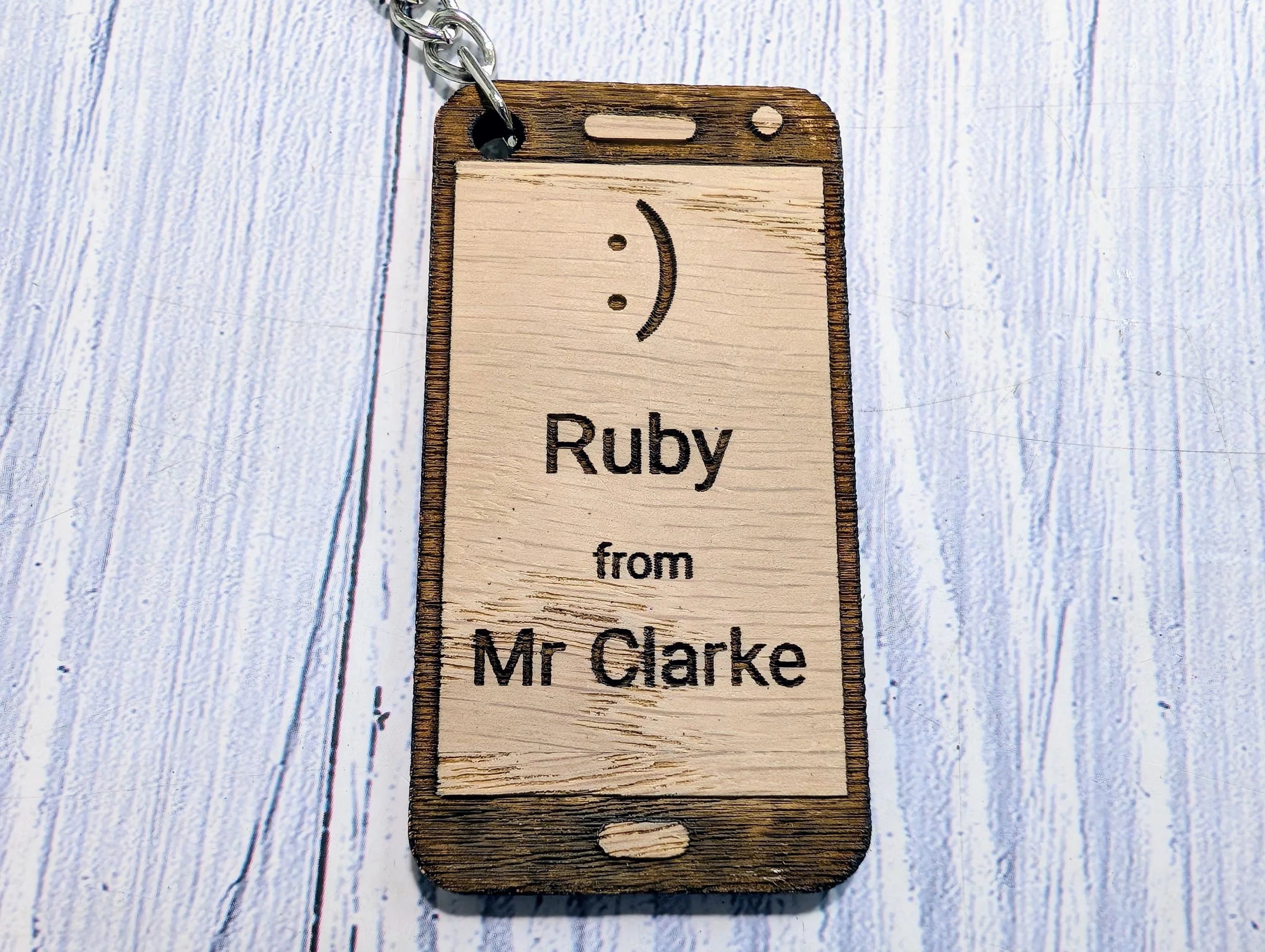 Personalised Student Keyring – Teacher Gift for Class, Smiley Design, Mobile Phone Shape, End of Term Keepsake - Image 4