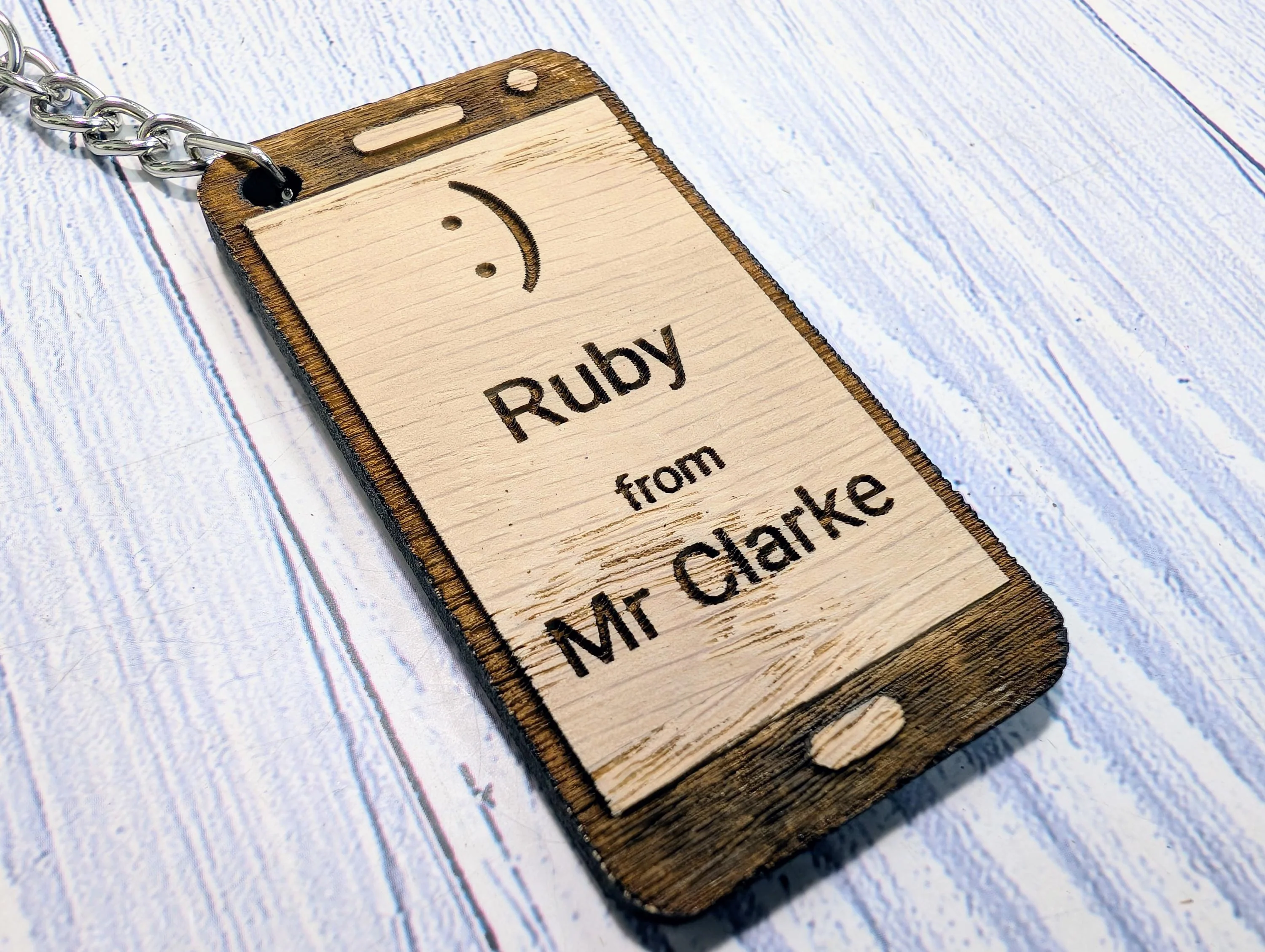 Personalised Student Keyring – Teacher Gift for Class, Smiley Design, Mobile Phone Shape, End of Term Keepsake - Image 5