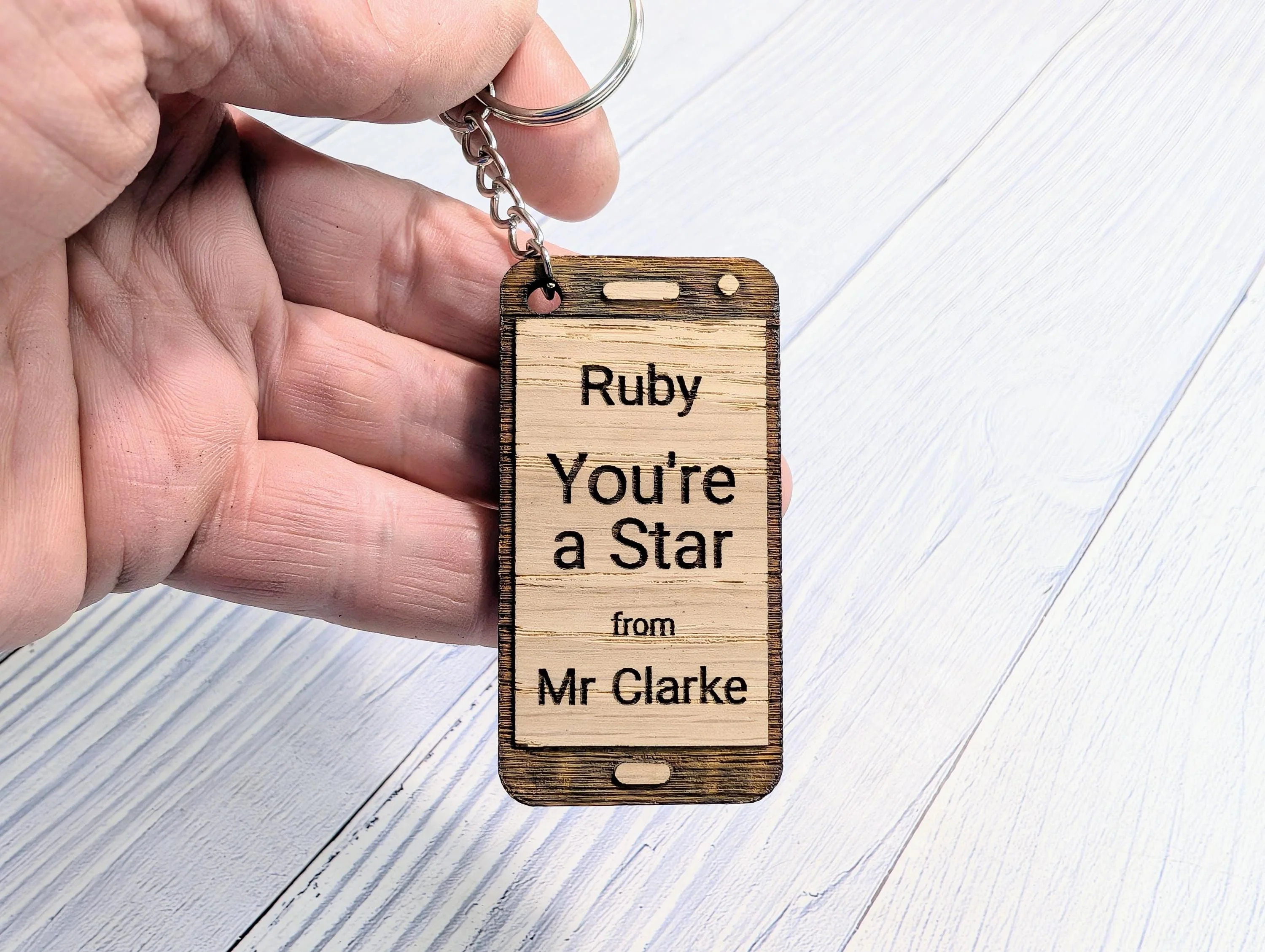 Personalised Student Keyring – "You're a Star" Teacher Gift, Mobile Phone Shape, End of Term Keepsake, Custom Class Gift - Image 2